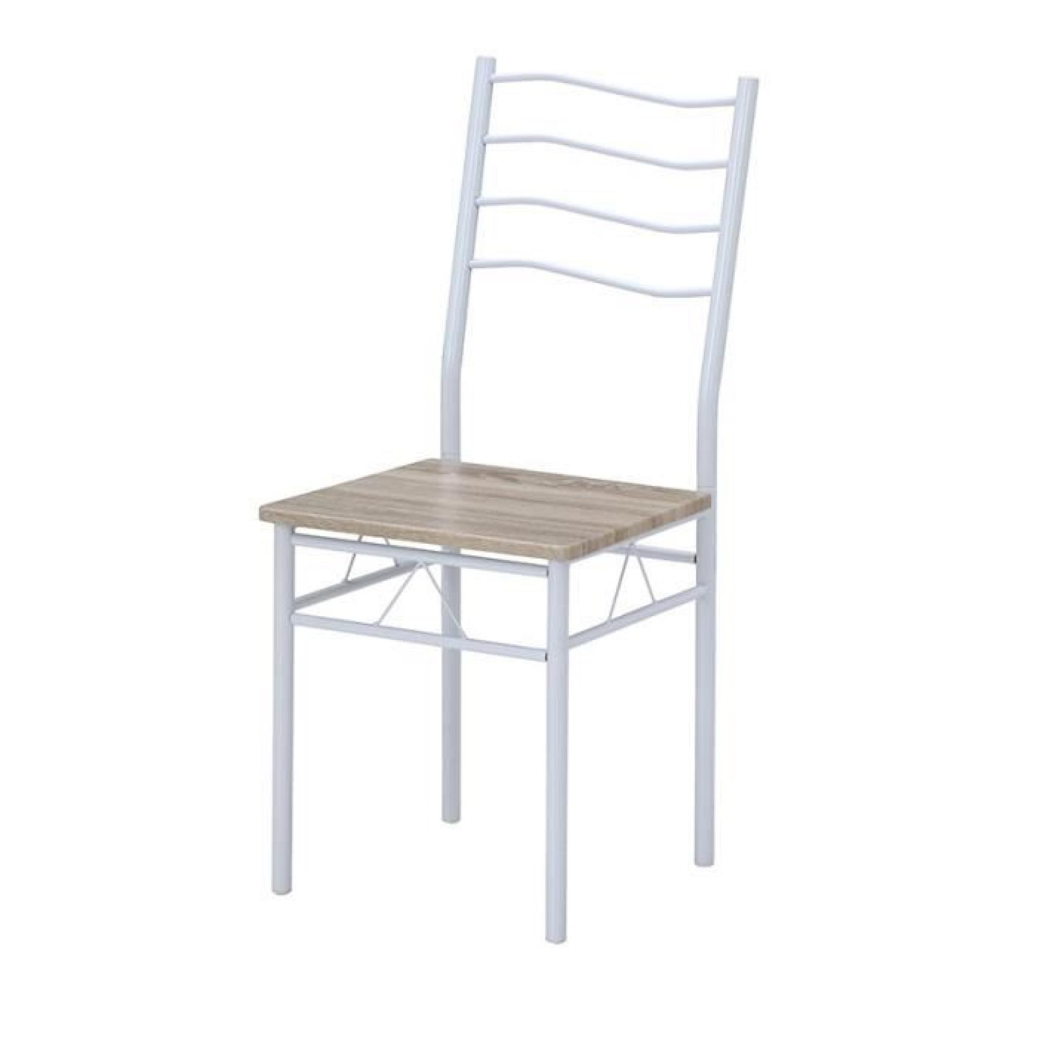 NINA Ensemble table à manger 120x70 cm + 4 chaises coloris chêne et blanc pas cher