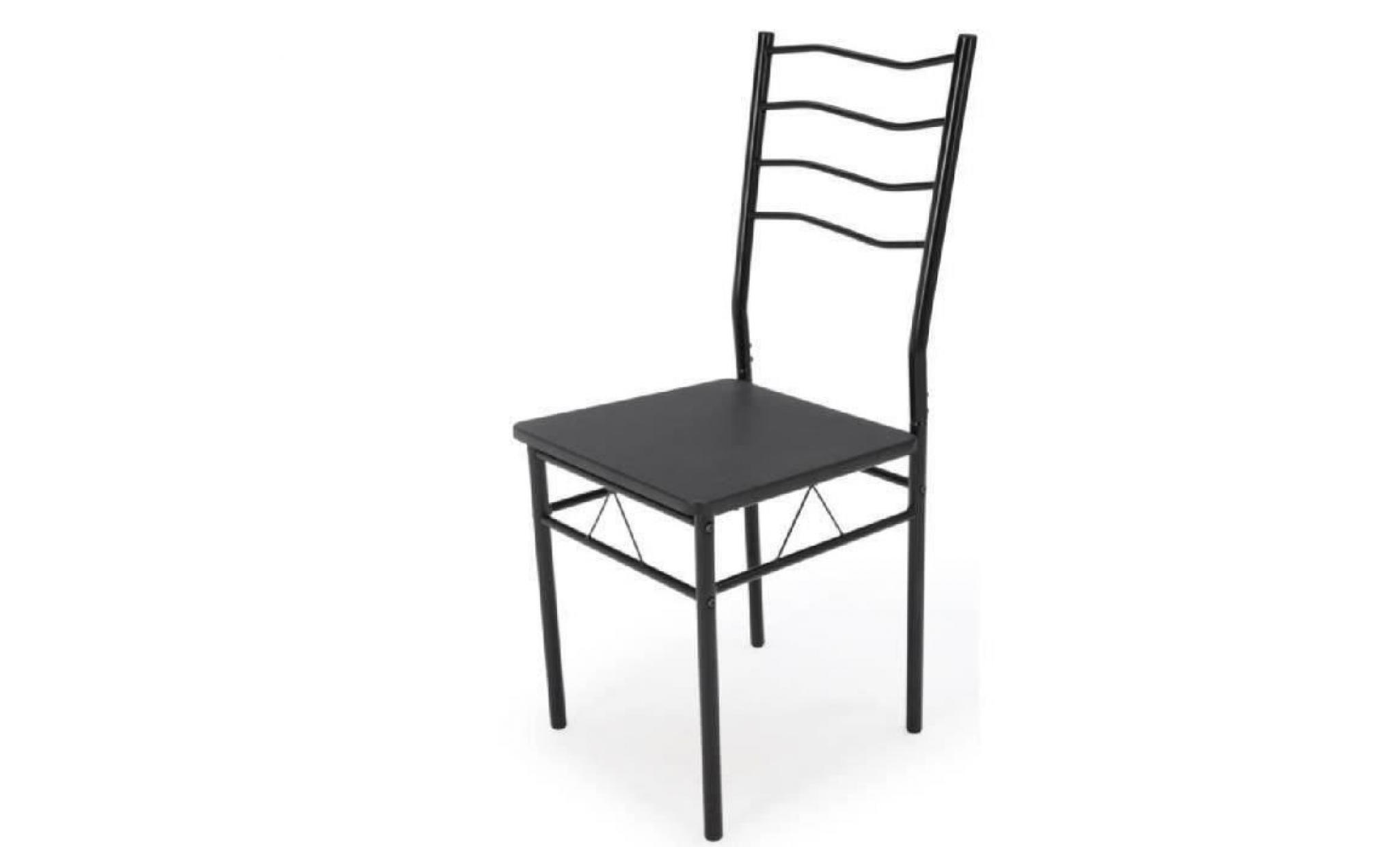 nina ensemble table à manger de 4 à 6 personnes + 4 chaises   contemporain   en métal et mdf noir laqué   l 120 x l 70 cm pas cher