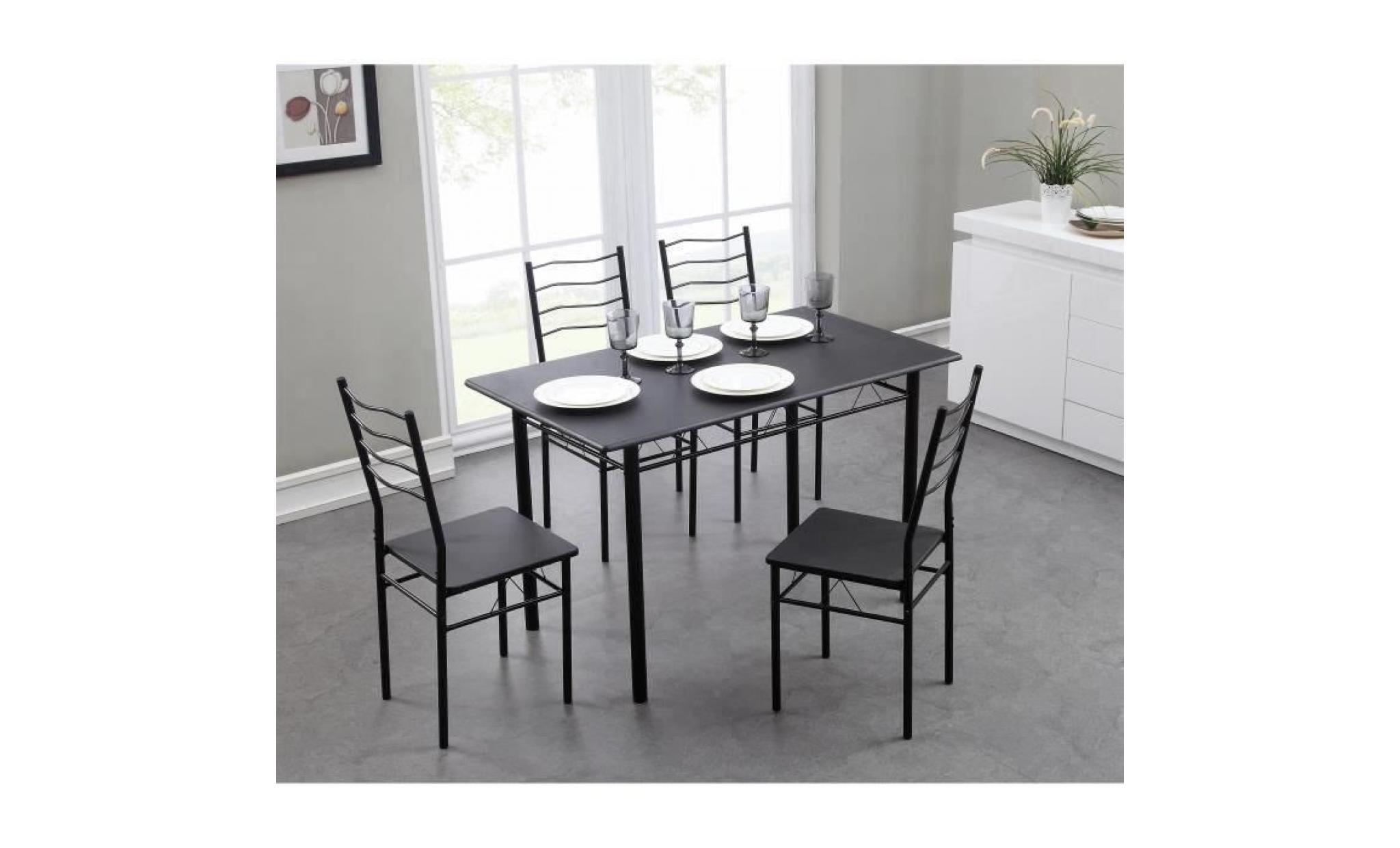nina ensemble table à manger de 4 à 6 personnes + 4 chaises   contemporain   en métal et mdf blanc laqué   l 120 x l 70 cm pas cher