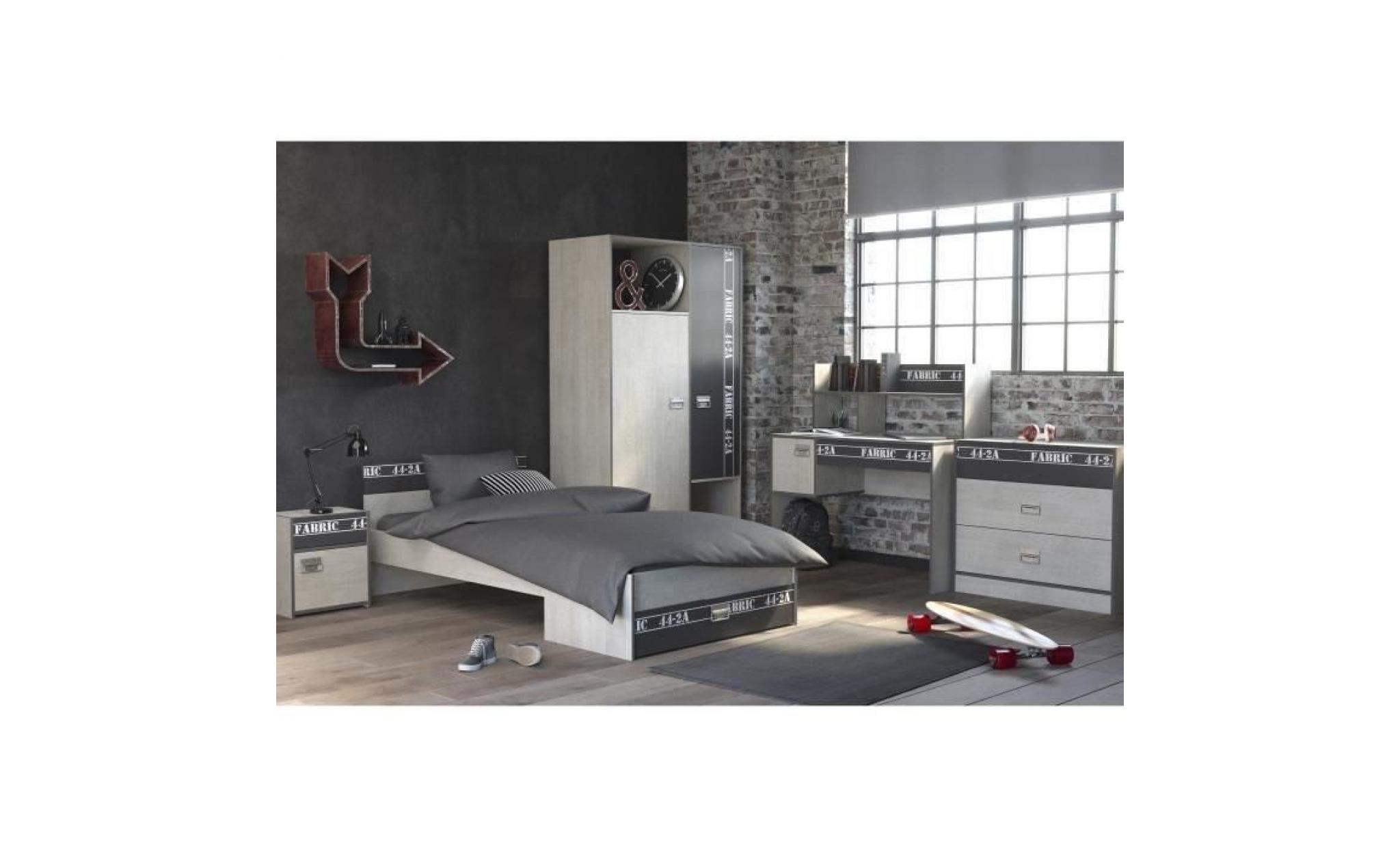 noa armoire de chambre style industriel gris loft et gris ombre   l 101 cm pas cher