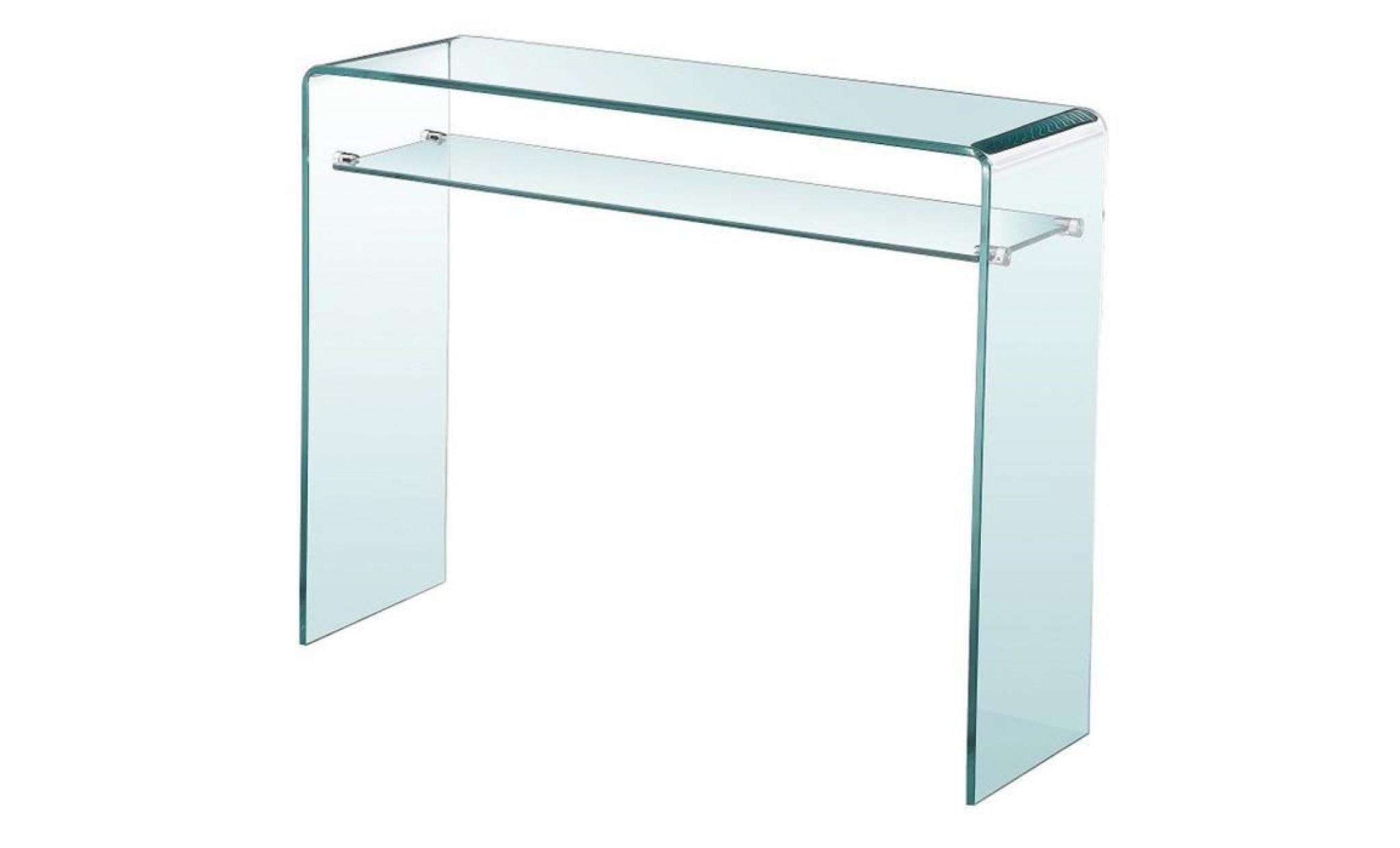 noah console style contemporain en verre trempé transparent   l 100 cm