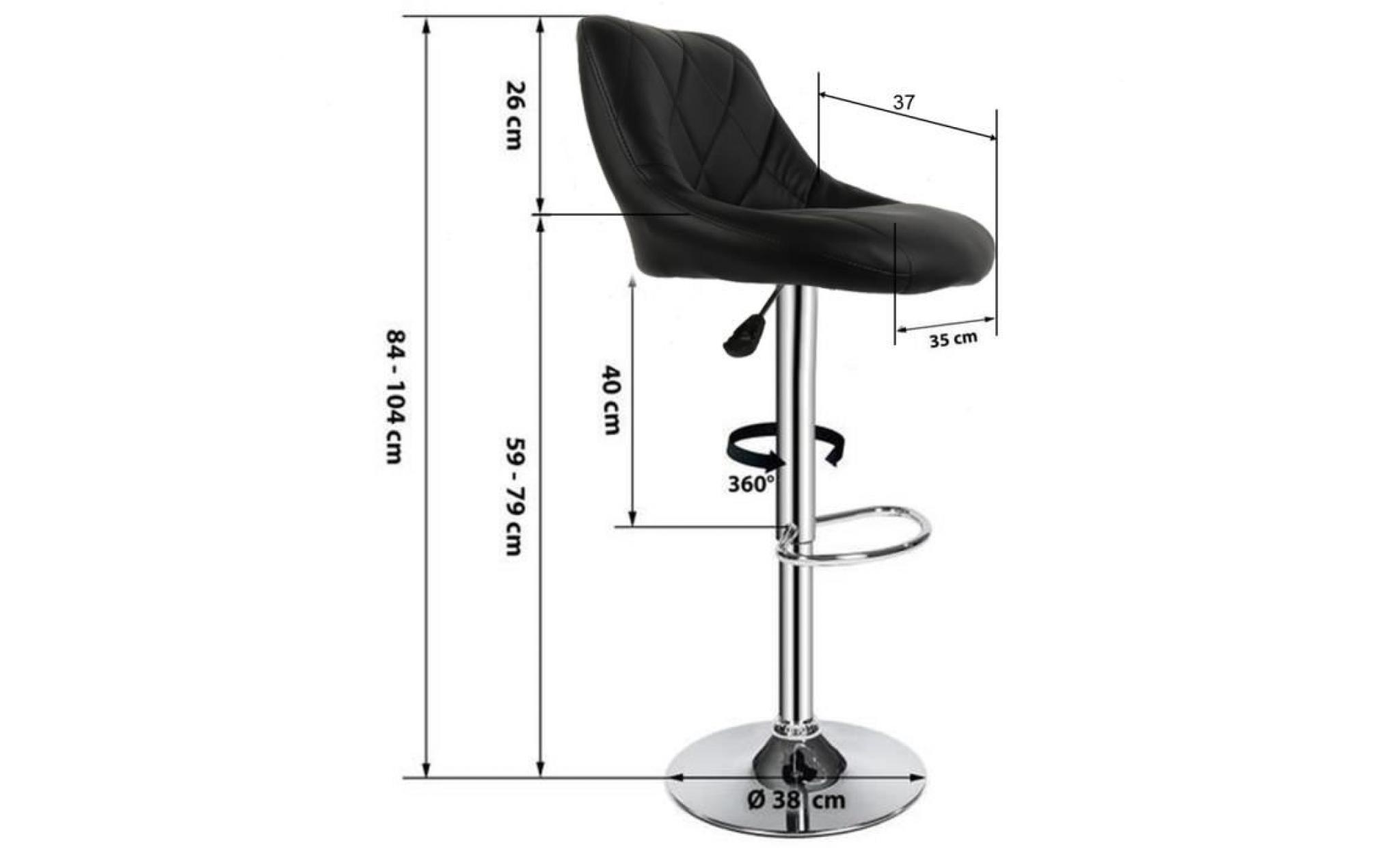 (noir)chaises de bar/tabouret de bar dossier rembourré pivotantes et réglables en hauteur 59 cm   79 cm pas cher