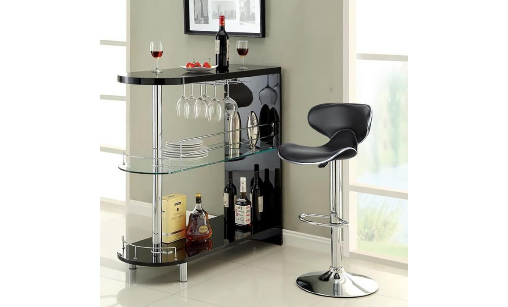 noir lot de 2 tabouret de bar, chaise de bar hauteur reglable 84 cm   105 cm pas cher