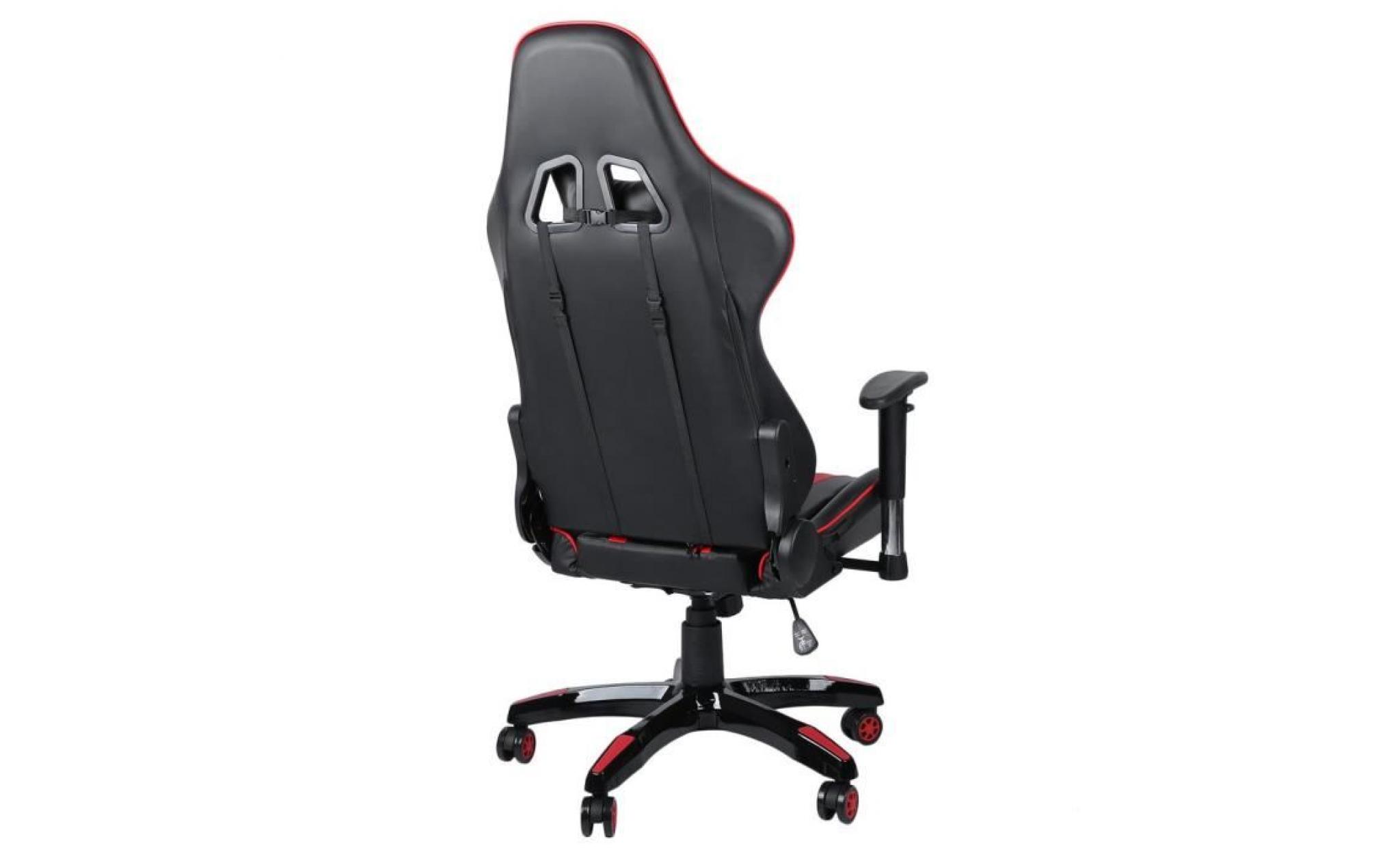 noir+rouge classique design cool fauteuil de jeu pu cuir chaise de cybercafé bureau maison anti fatigue pas cher