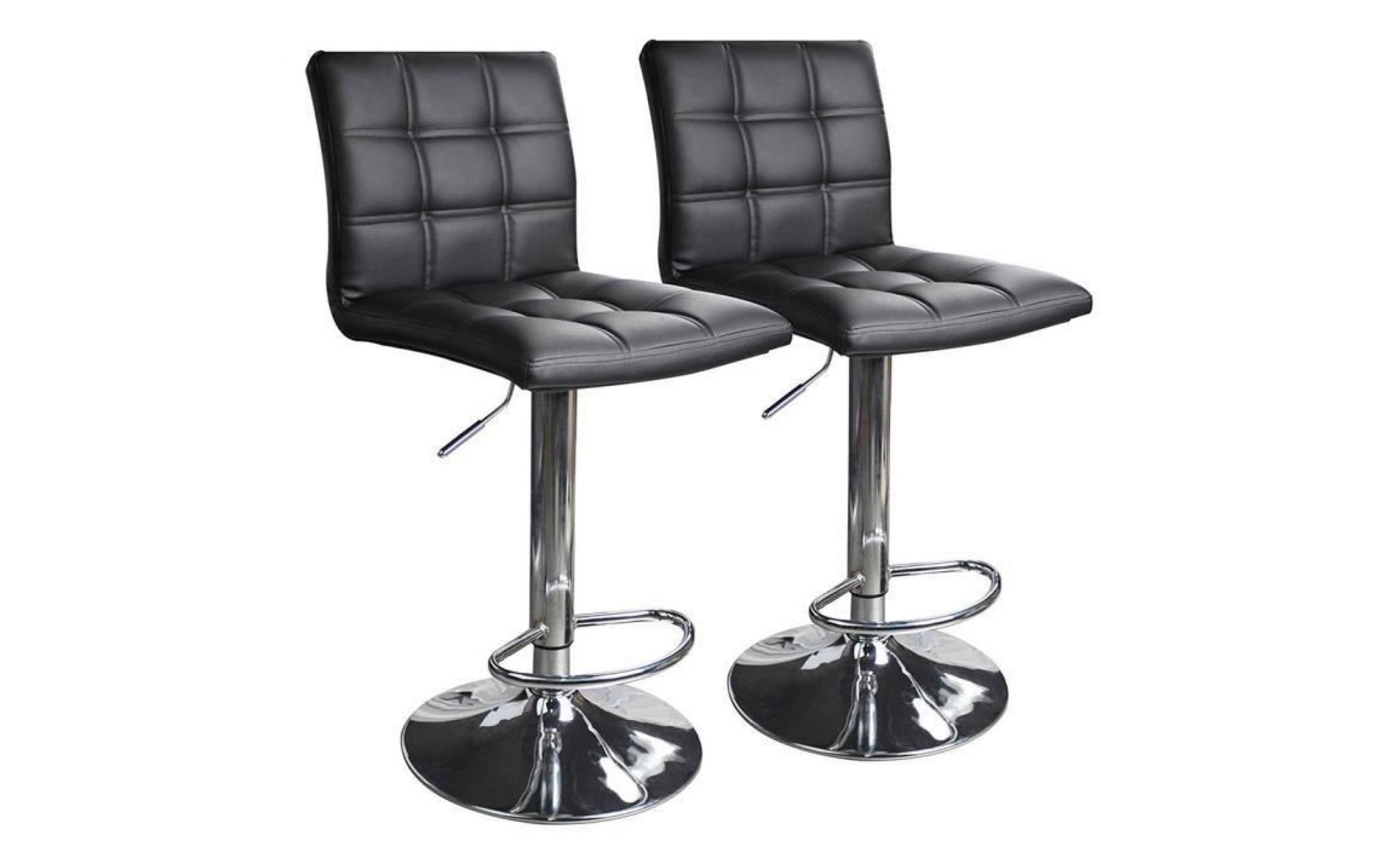 noir tabouret de bar lot de 2 chaise assisse en simili cuir hauteur reglable
