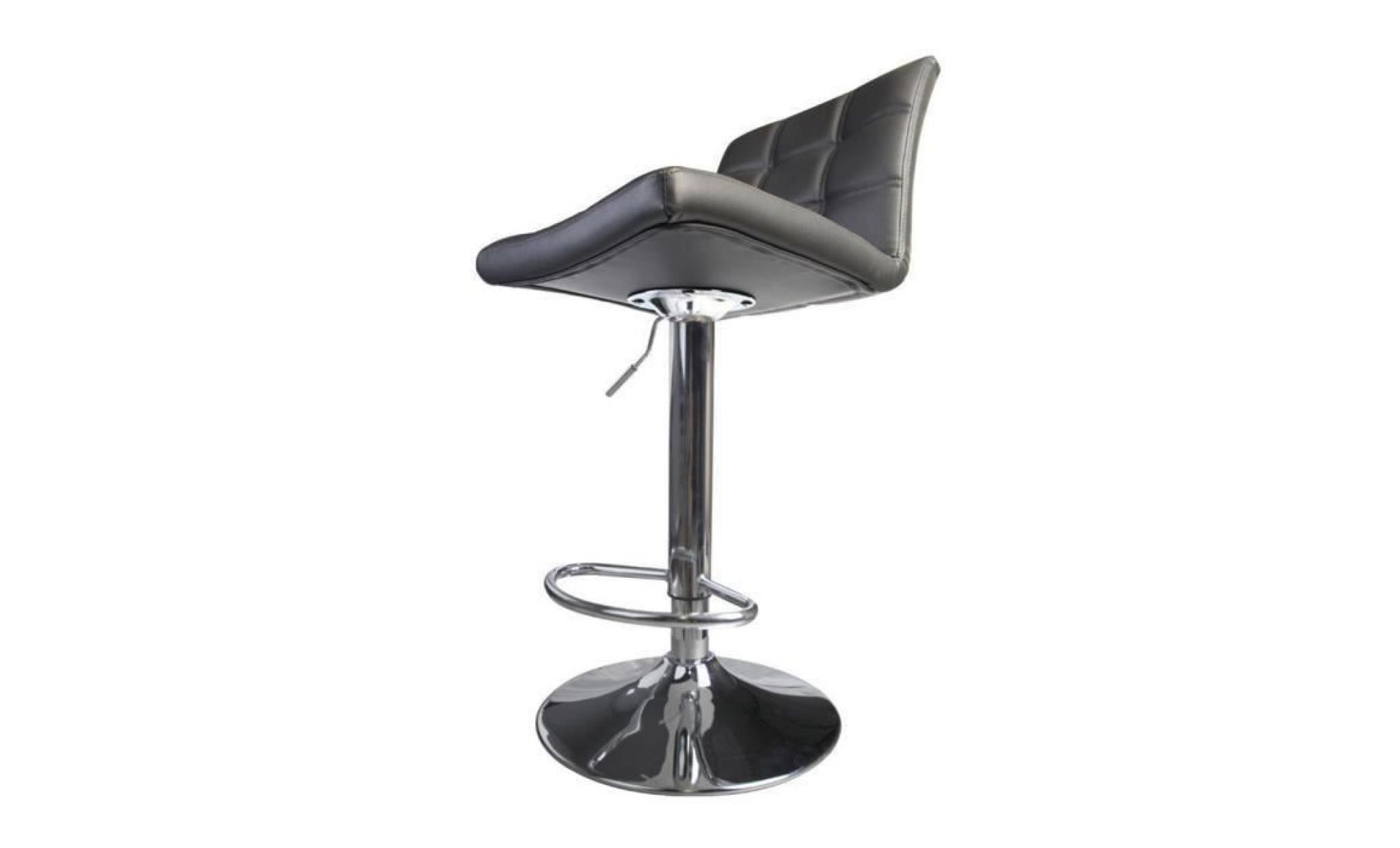 noir tabouret de bar lot de 2 chaise assisse en simili cuir hauteur reglable pas cher