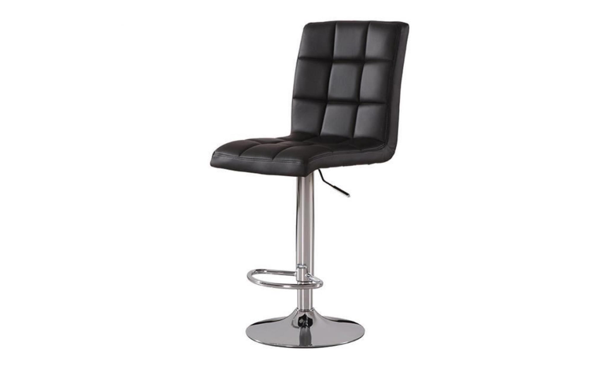 noir tabouret de bar lot de 2 chaise assisse en simili cuir hauteur reglable pas cher
