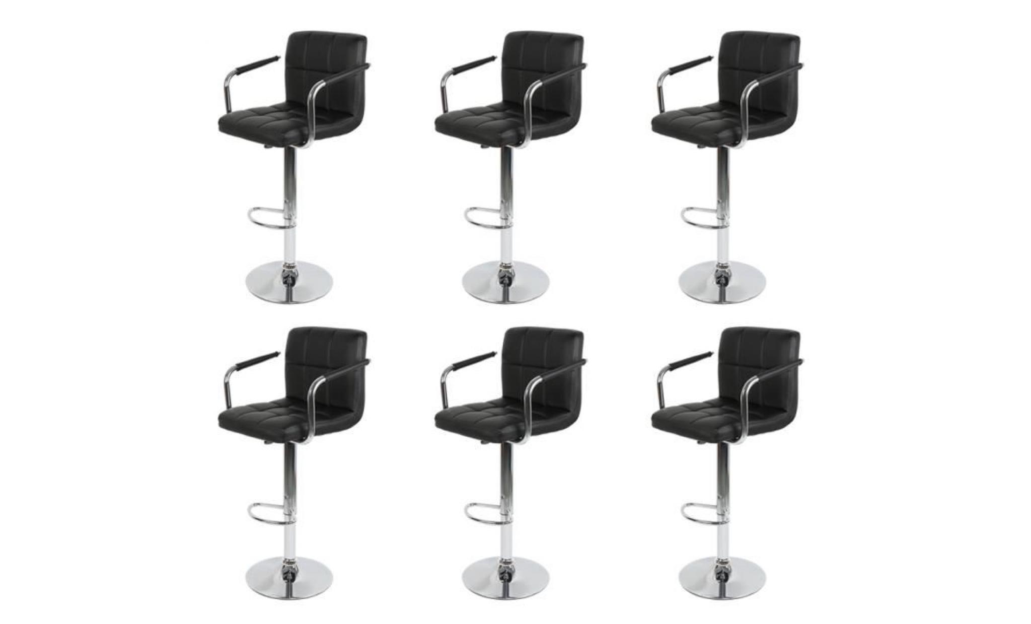 noir   tabouret de bar lot de 6   similicuir noir bien rembourrÉ   chaise de bar rÉglable et pivotant