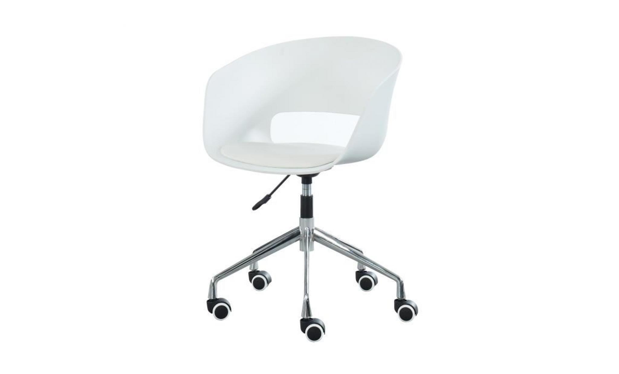 nolan chaise de bureau   simili blanc   style contemporain   l 62 x p 62 cm