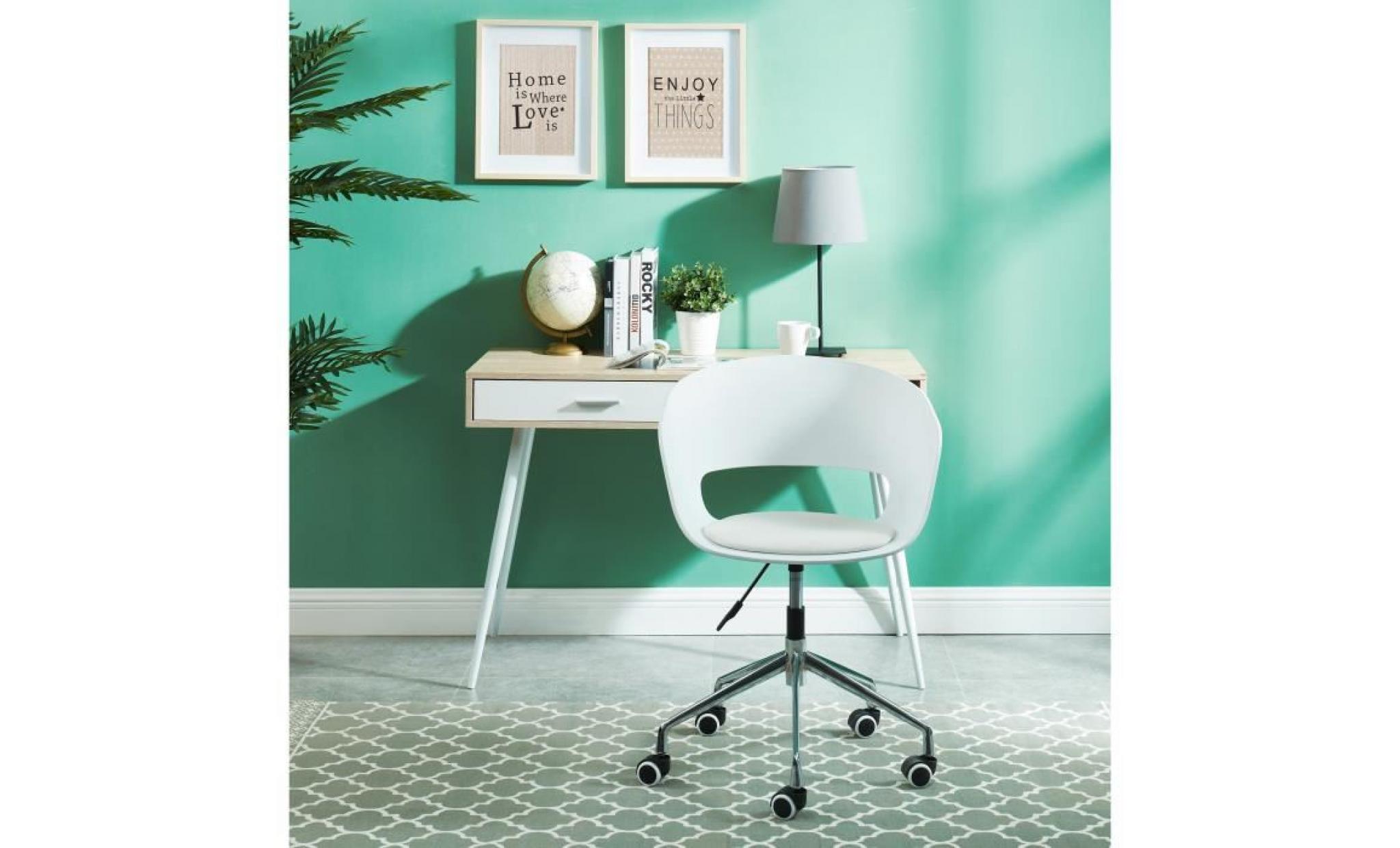 nolan chaise de bureau   simili blanc   style contemporain   l 62 x p 62 cm pas cher