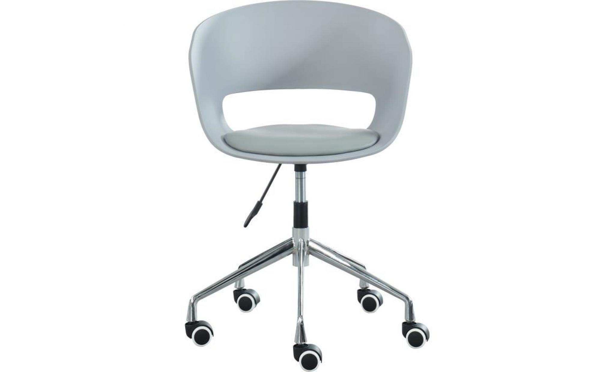nolan chaise de bureau   simili gris   style contemporain   l 62 x p 62 cm