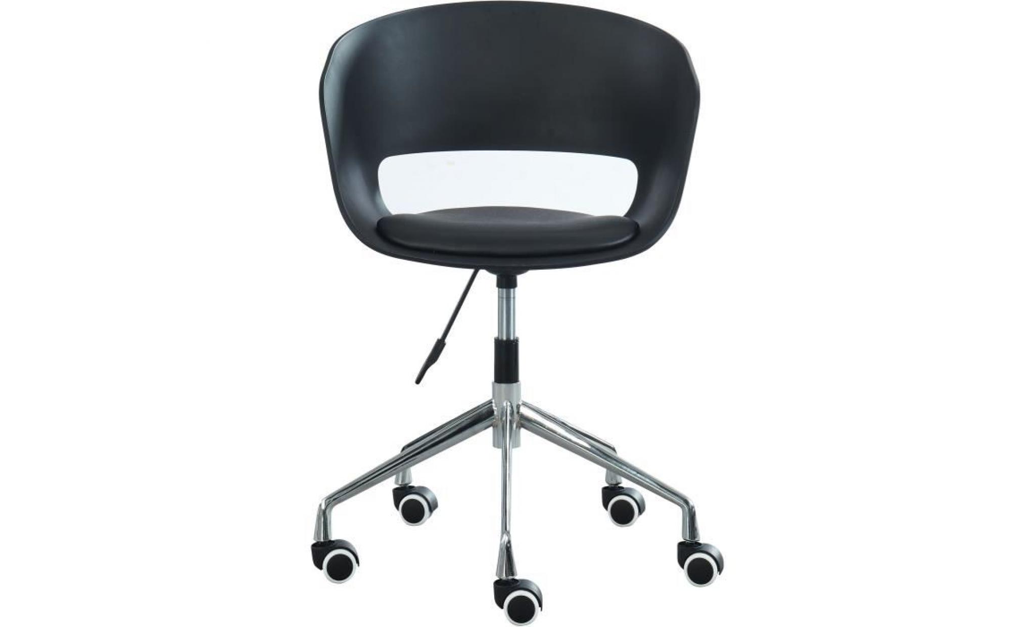 nolan chaise de bureau   simili noir   style contemporain   l 62 x p 62 cm