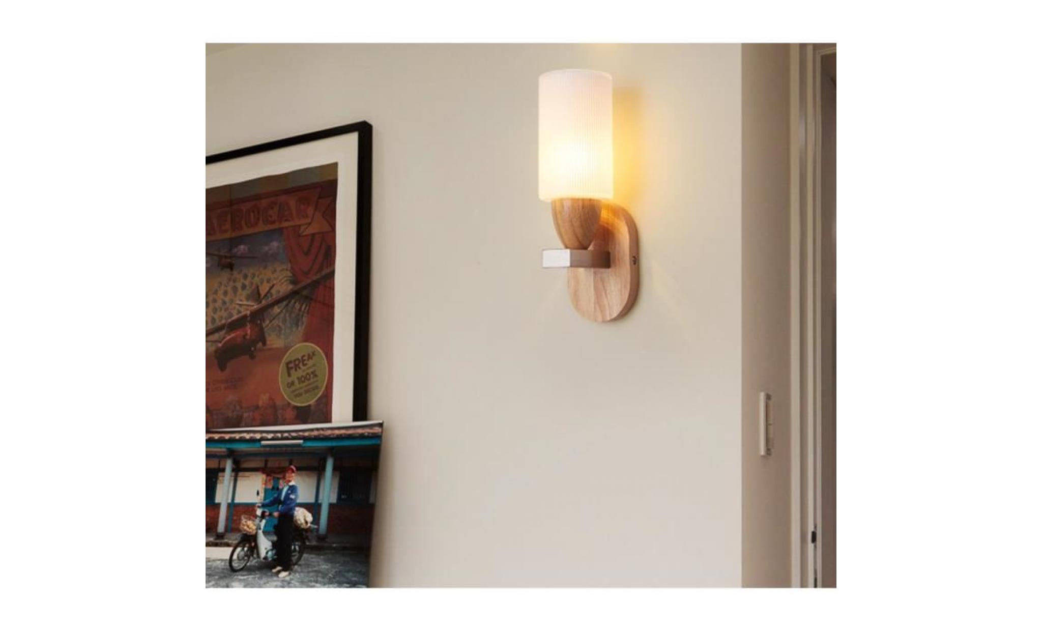 nouveau créatif verre mur lampe mode simple désign bois Épissure moderne applique de chevet pas cher