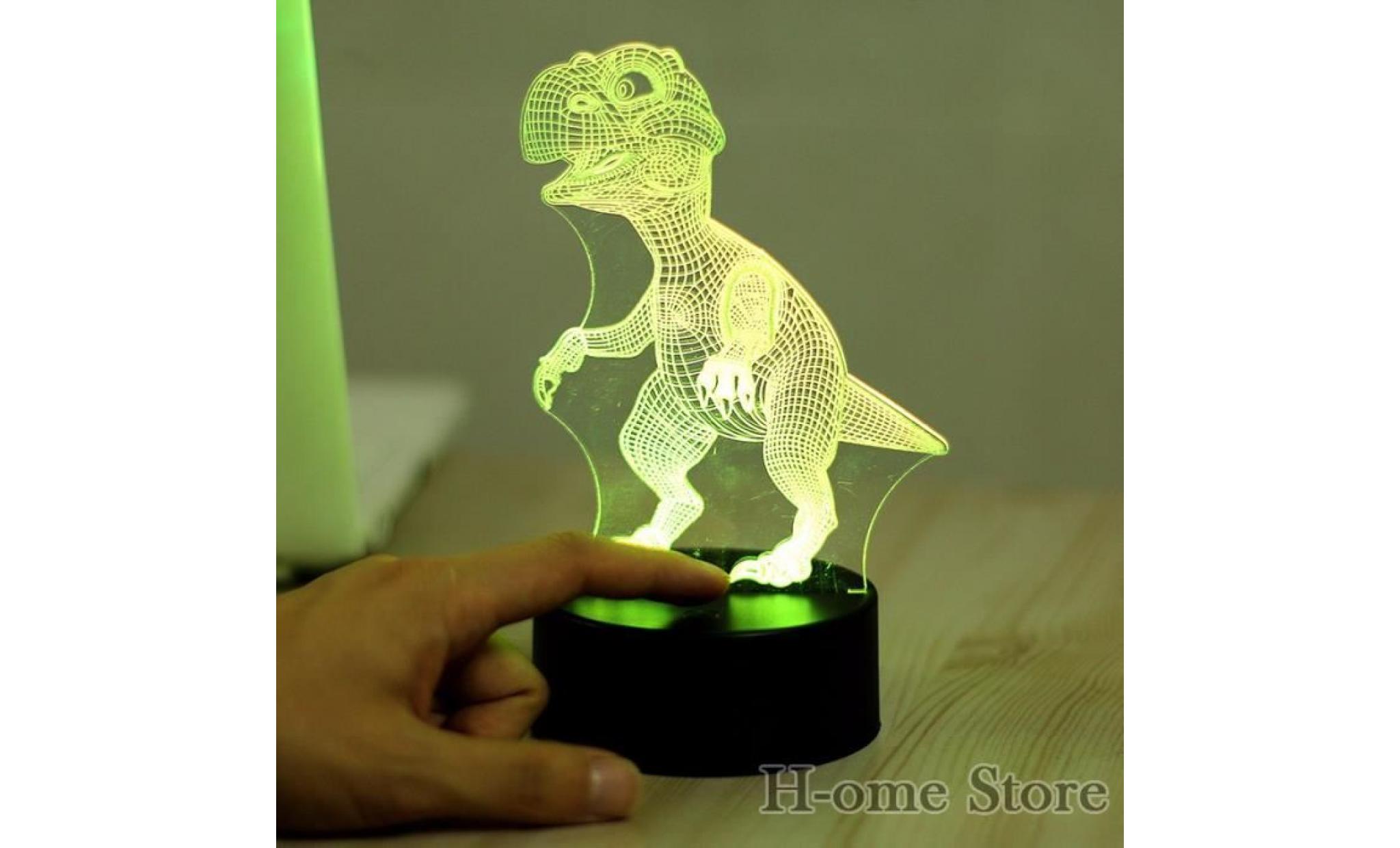 nouveauté tactile interrupteur lampe de bureau lumière de nuit coloré usb led table acrylique lampe 3d illusion dinosaure pour la… pas cher