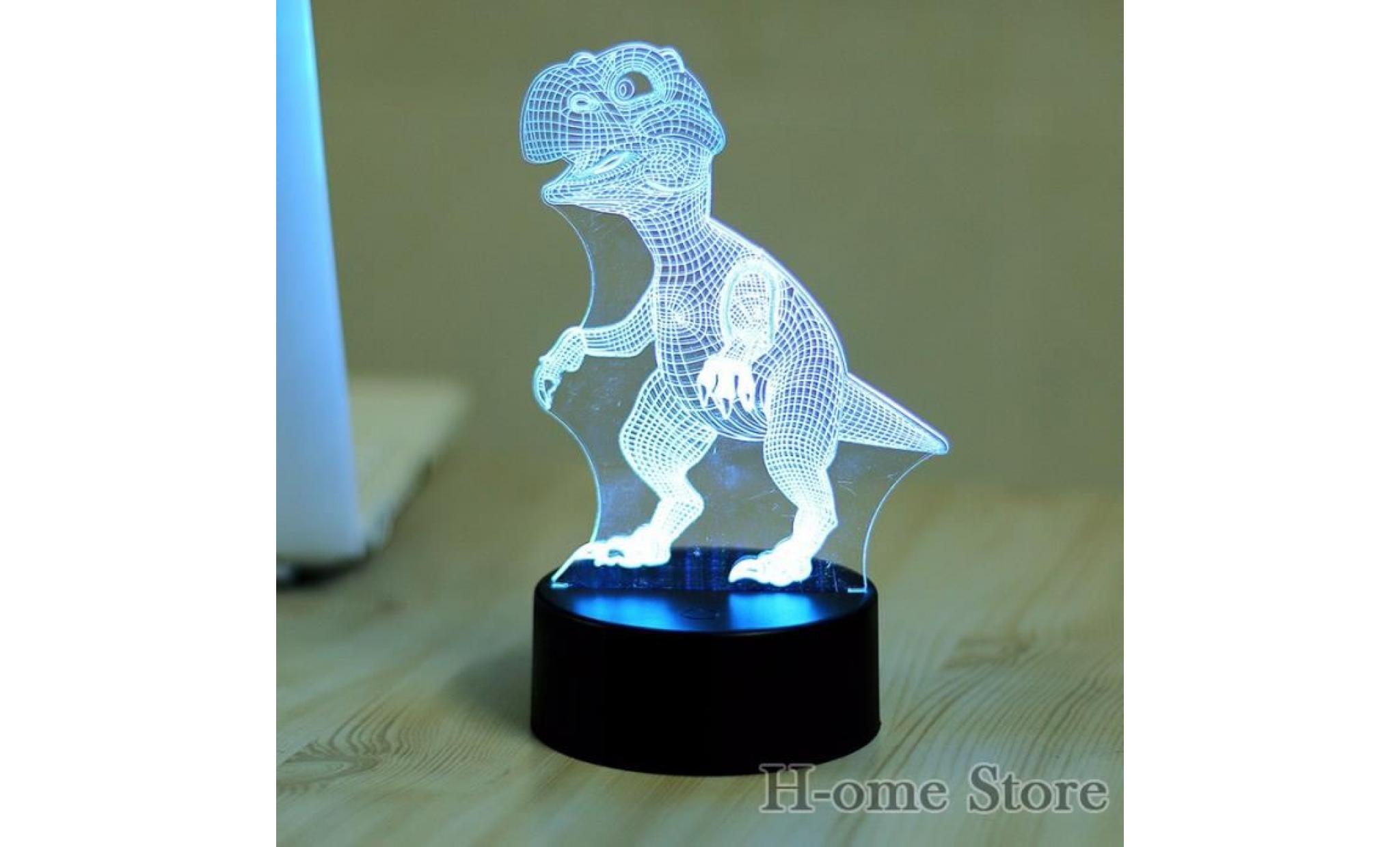 nouveauté tactile interrupteur lampe de bureau lumière de nuit coloré usb led table acrylique lampe 3d illusion dinosaure pour la… pas cher