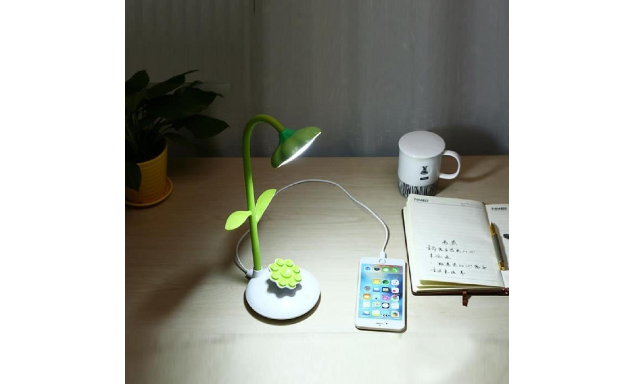 nouvelle fleur de soleil mobilephone stand lampe de table usb travailleurs étudiants de lecture lampe verte pas cher