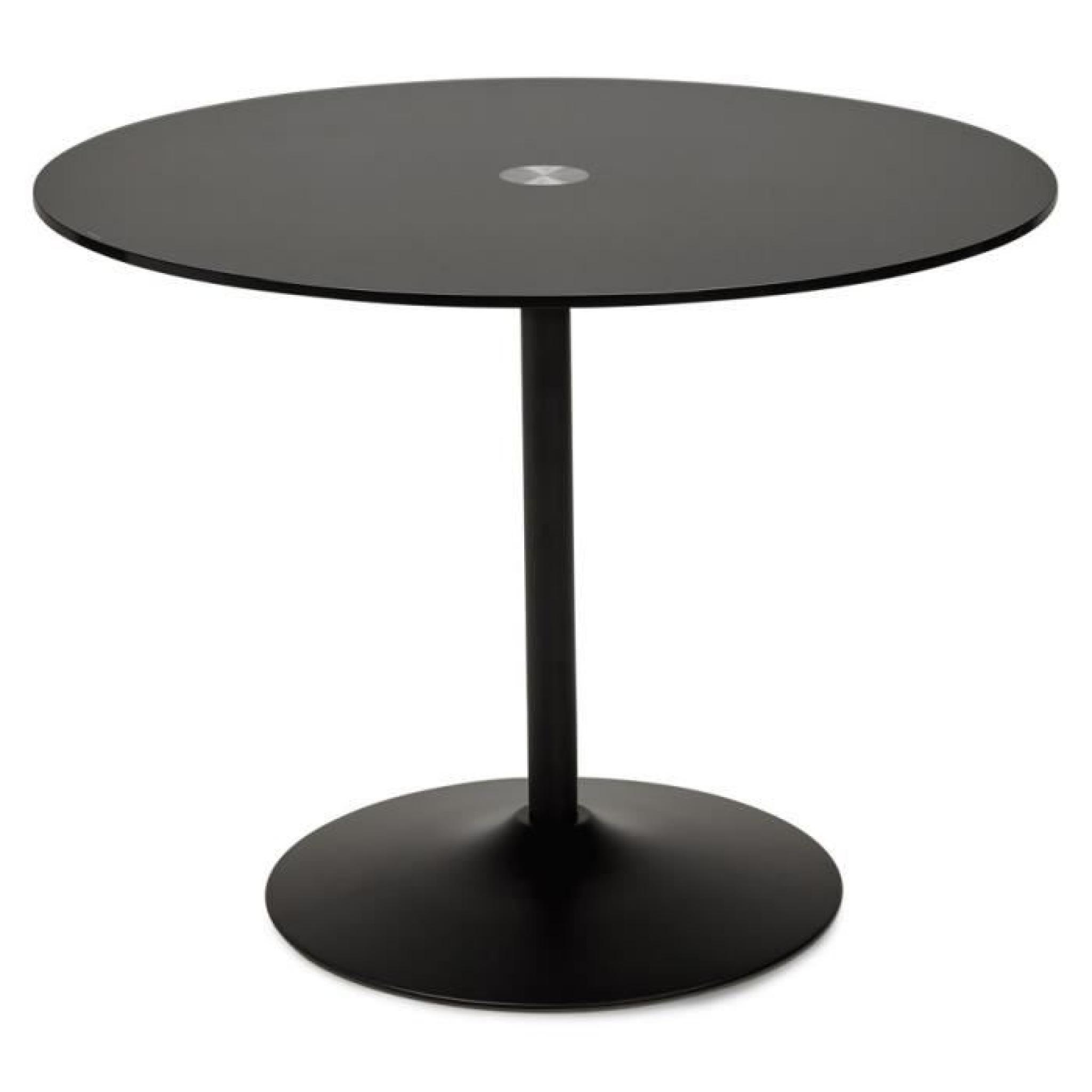 OBO - Table à manger ronde en verre noir - Ø100cm