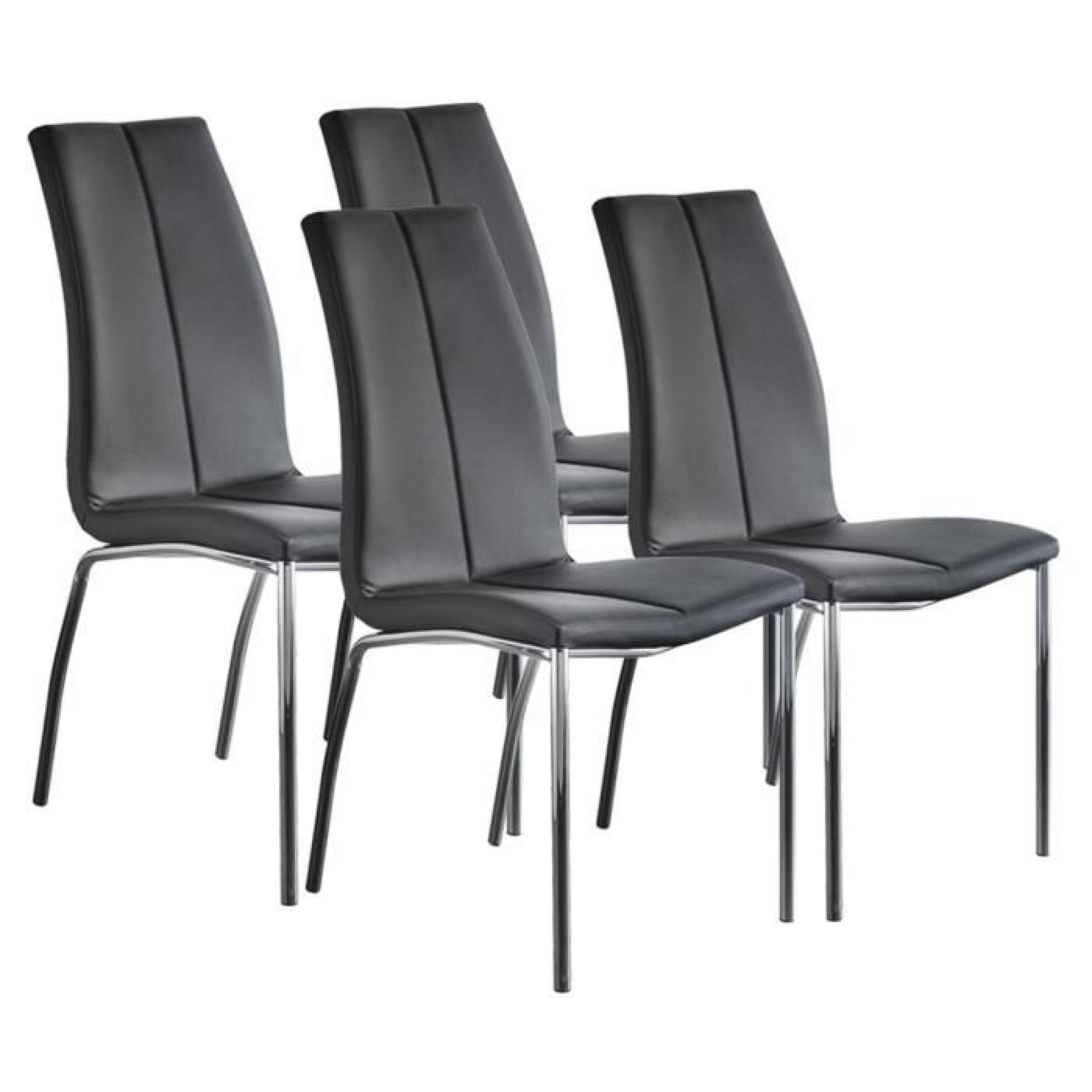 ODILE Lot de 4 chaises de salle à manger 43x59,5x93 cm - Simili - Noir pas cher