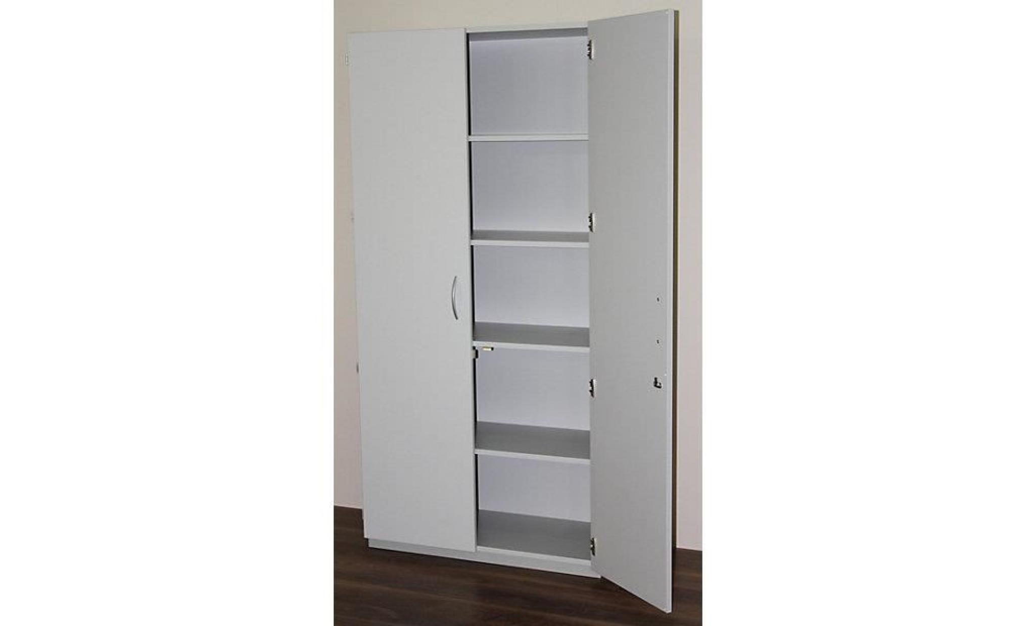 office akktiv armoire à portes battantes   h x l x p 1864 x 913 x 440 mm, 4 tablettes   gris clair ral 7035, avec porte   armoire pas cher