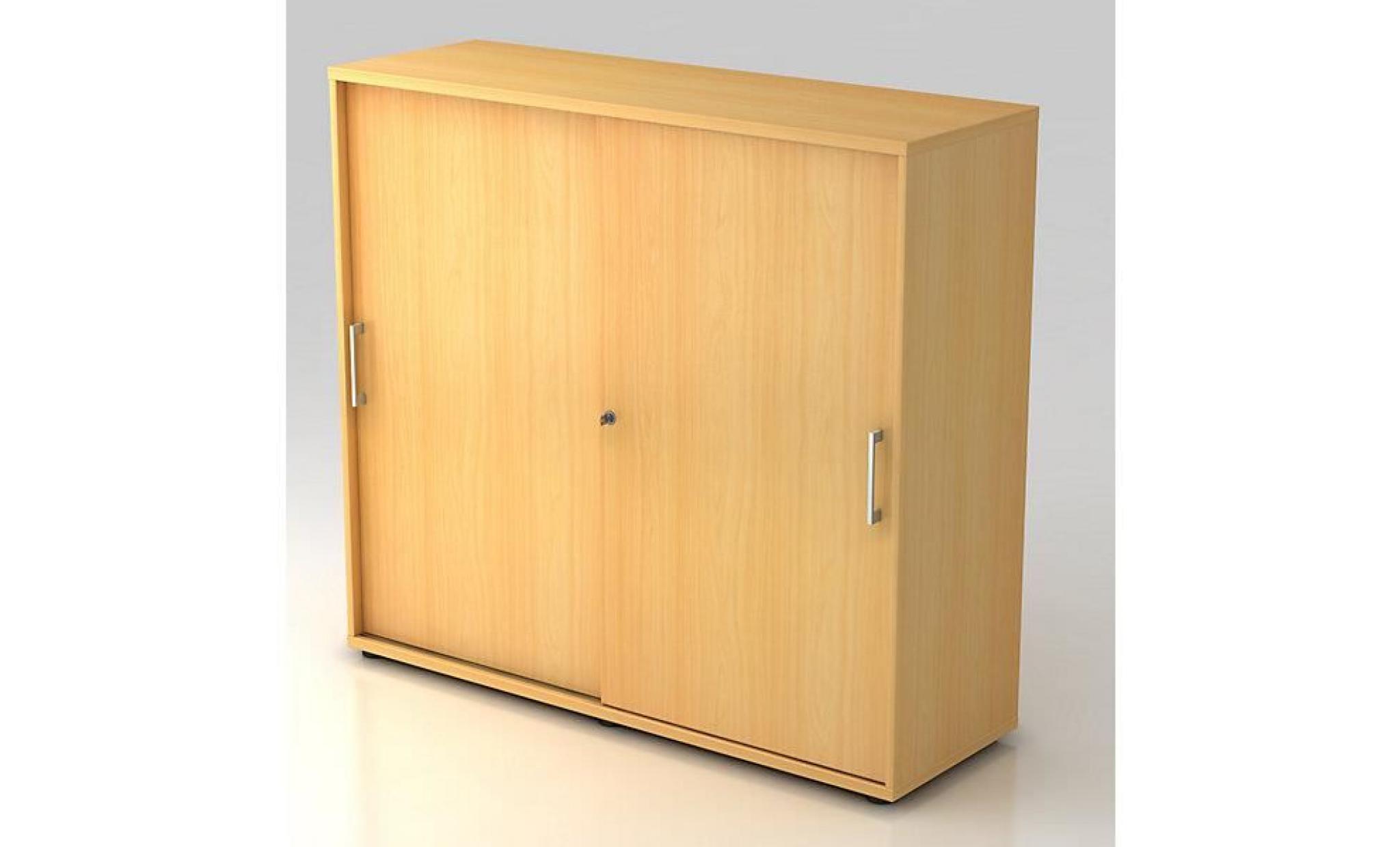 office akktiv armoire à portes coulissantes   hauteur 1100 mm, 2 tablettes   façon hêtre   armoire de bureau armoire à portes pas cher