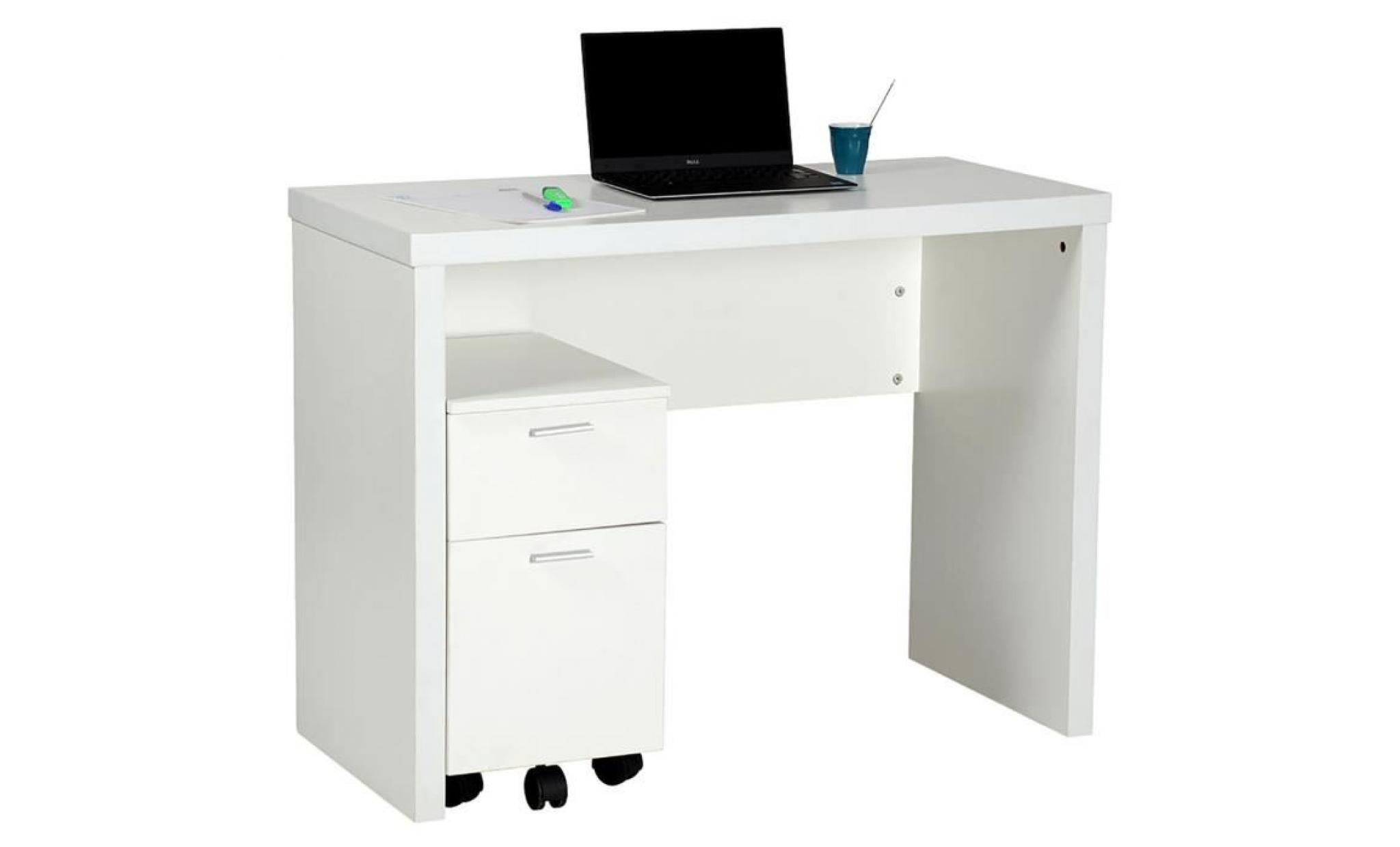 office   bureau + caisson 2 tiroirs blanc