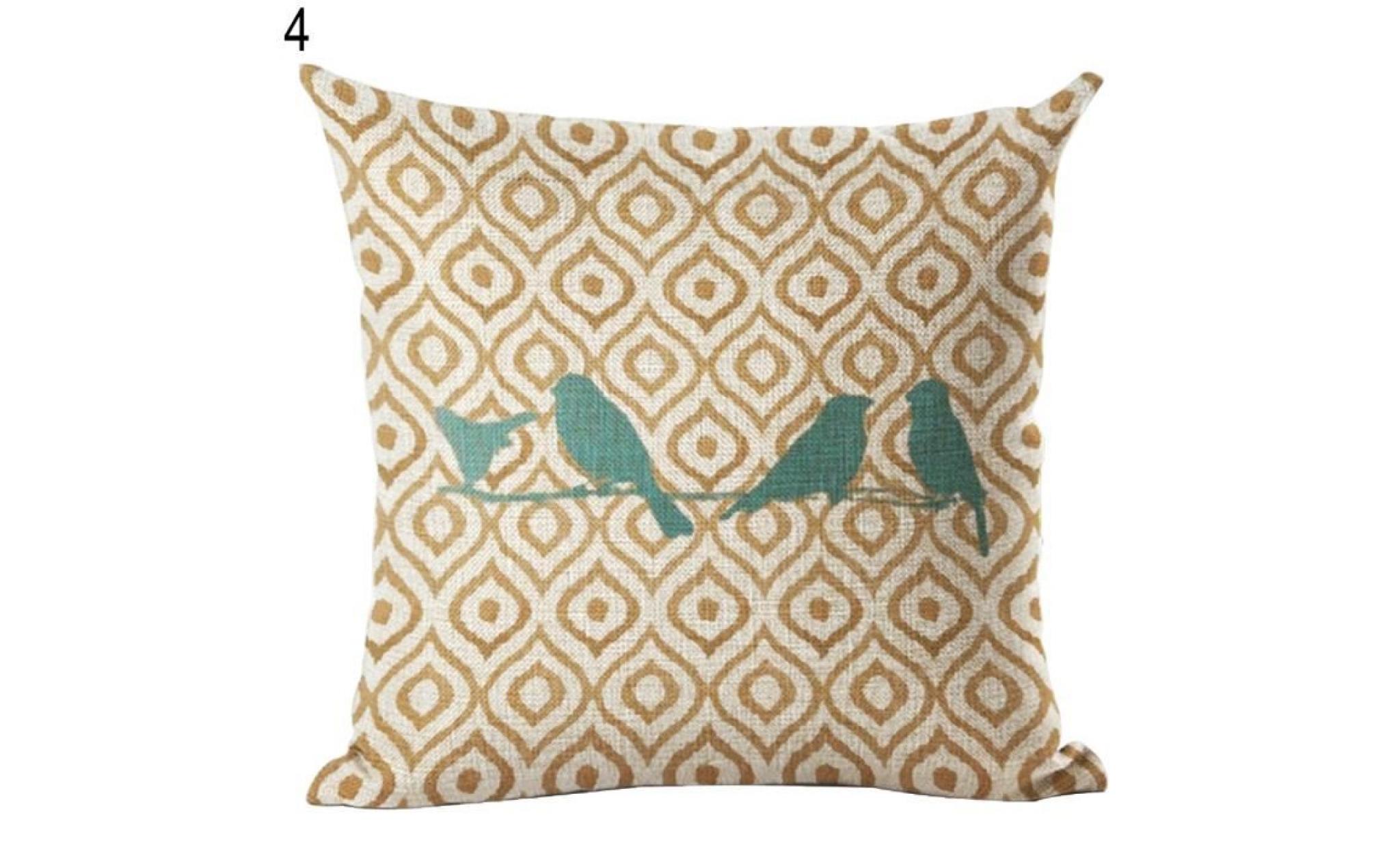oiseau mignon motif throw taie d'oreiller canapé de bureau taille carrée housse de coussin décor 6 #