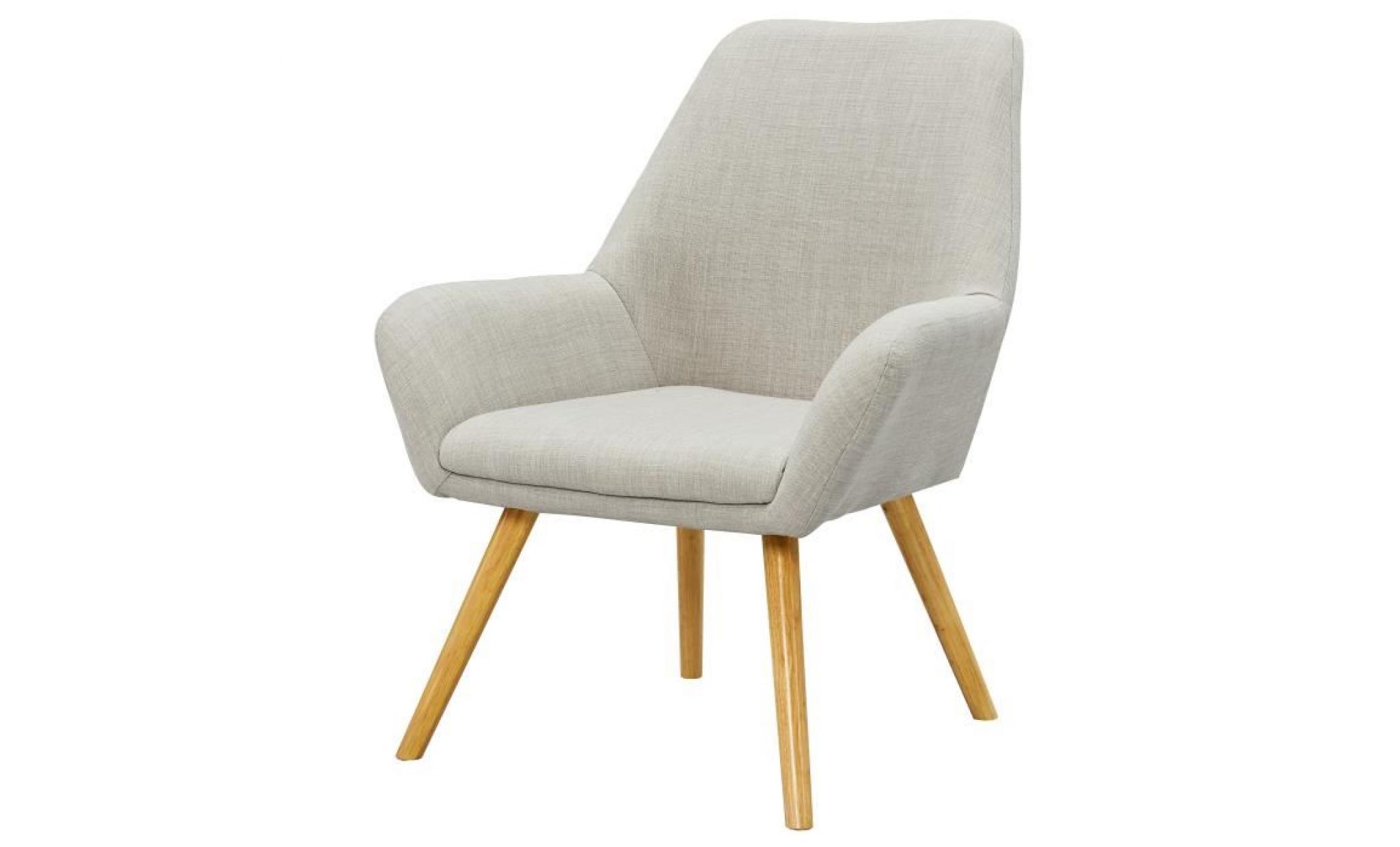 olga fauteuil en métal + pieds en bois massif  tissu polyester gris   scandinave   l 72 x p 71 cm
