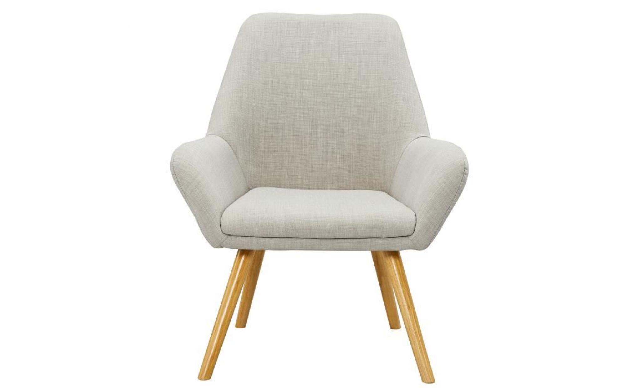 olga fauteuil en métal + pieds en bois massif  tissu polyester gris   scandinave   l 72 x p 71 cm pas cher