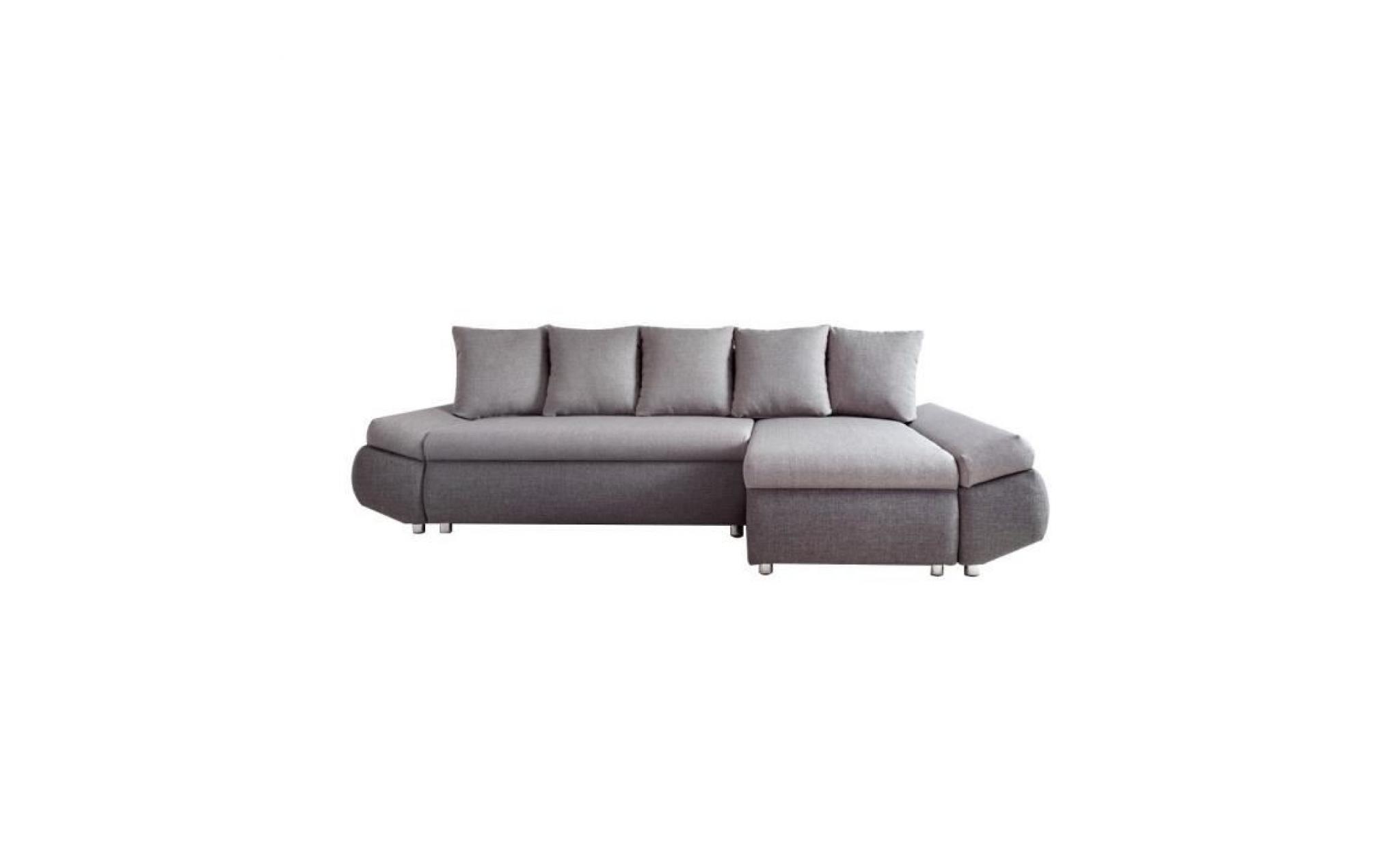 oliver canapé d'angle réversible convertible 4 places   tissu gris clair   contemporain   l 273 x p 101   148 cm