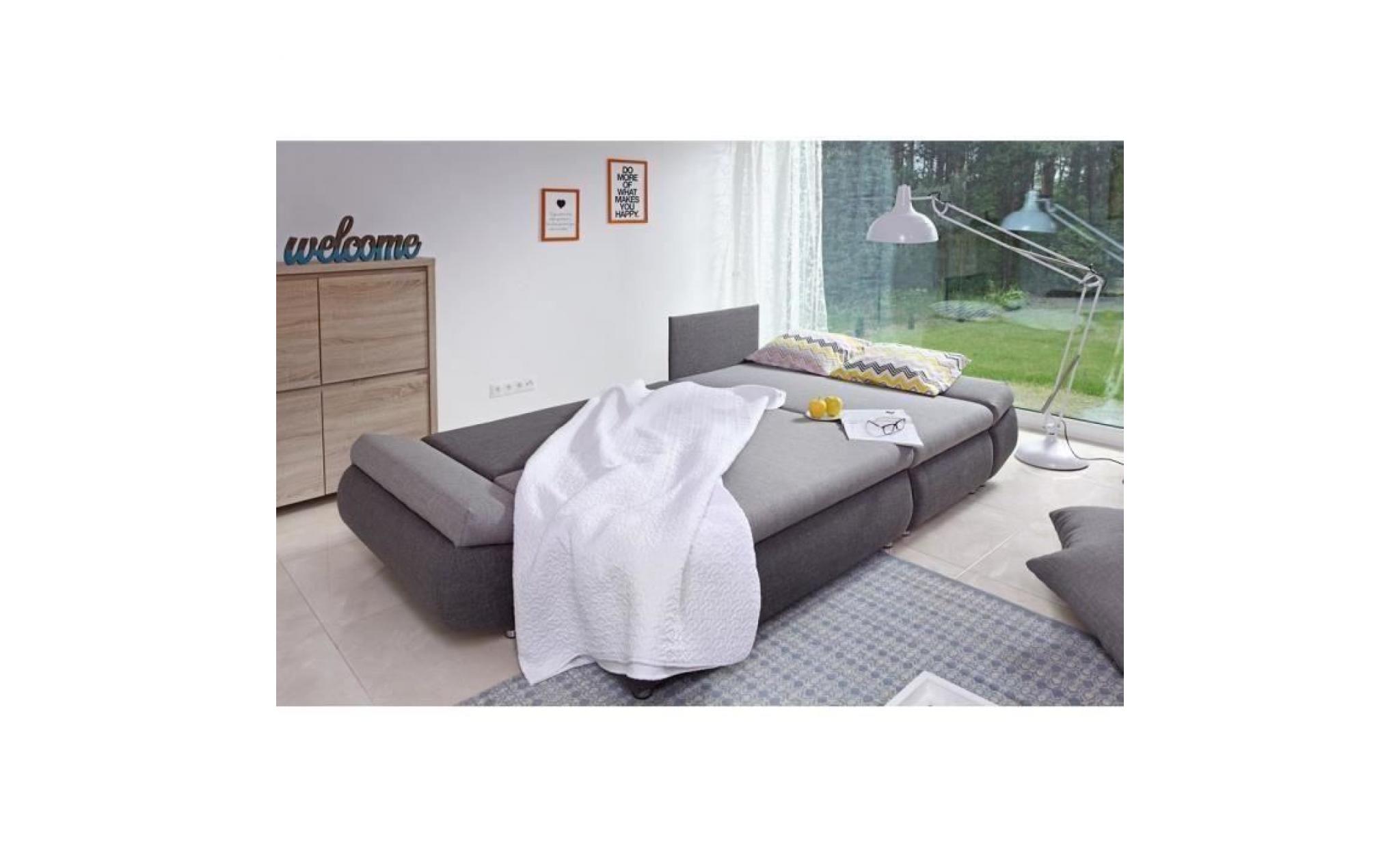 oliver canapé d'angle réversible convertible 4 places   tissu gris clair   contemporain   l 273 x p 101   148 cm pas cher
