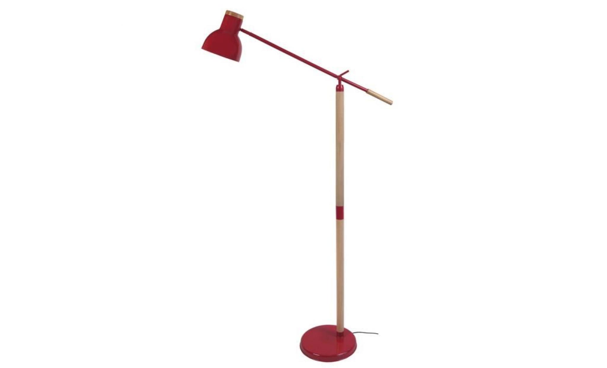 olsen lampadaire liseuse articulée en bois massif et métal  Ø80 cm   rouge