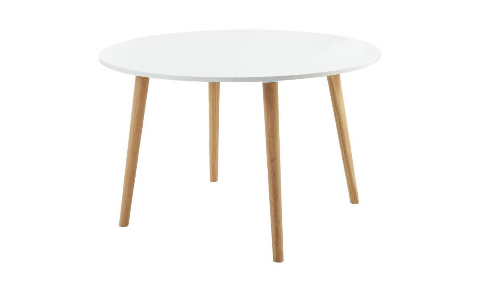 oratello table à manger de 4 à 6 personnes scandinave laquée blanc mat   l 120 x l 120 cm