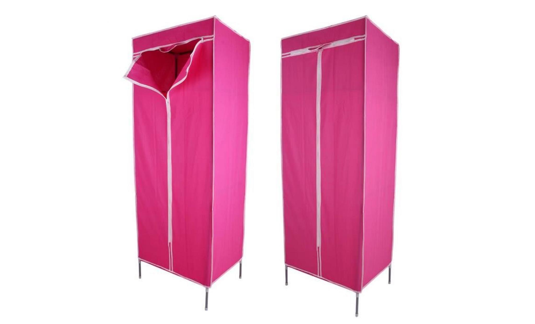 organisateur de vêtements pliable garde robe en tissu armoire de vêtement   rose