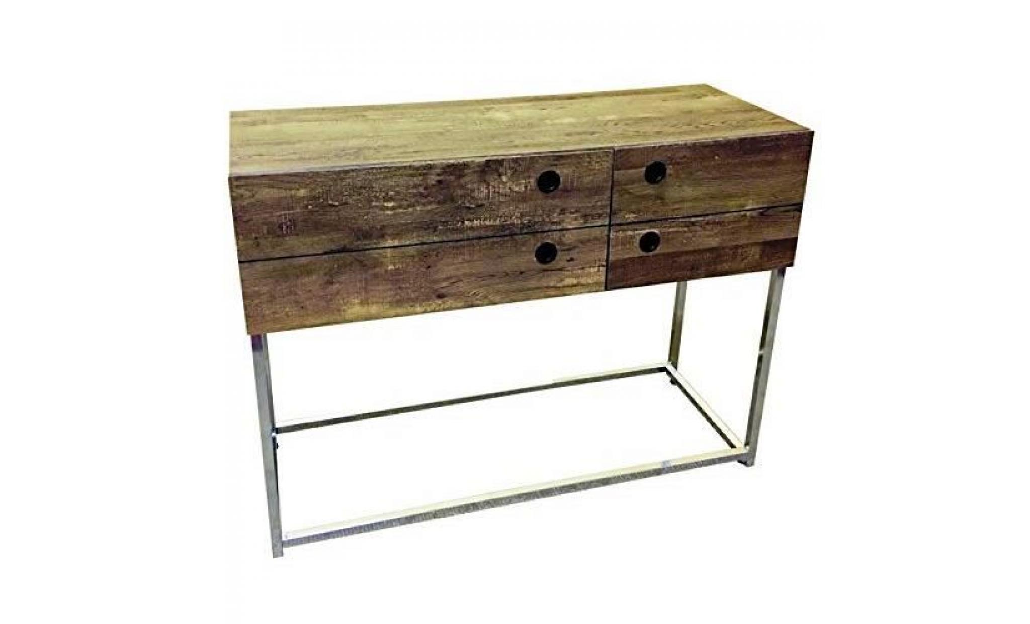 ottmar table console en bois avec tiroirs et structure en acier chromé