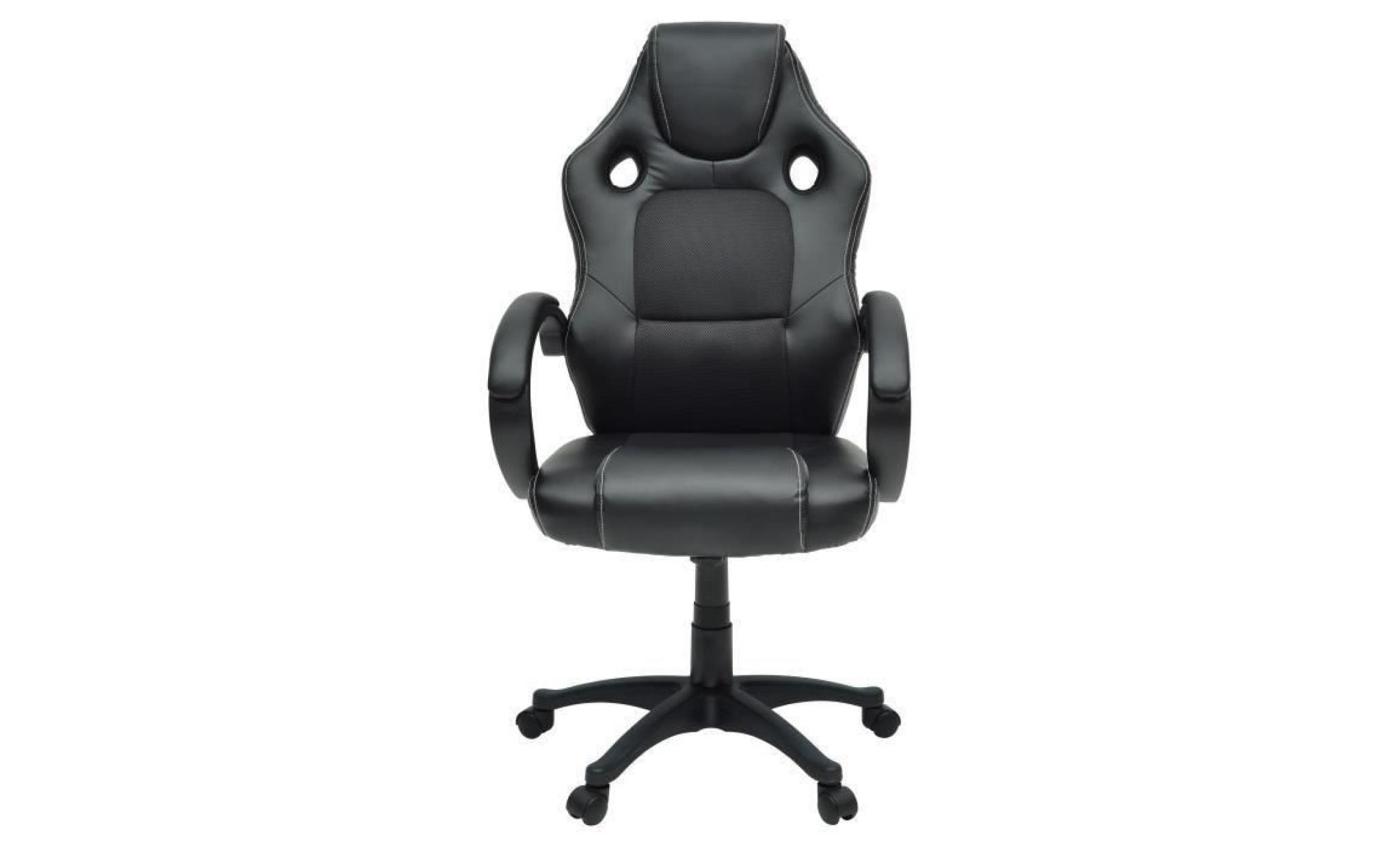 ouistore chaise gamer design baquet   simili et tissu noir   style contemporain   l 50 x p 42.5 cm pas cher