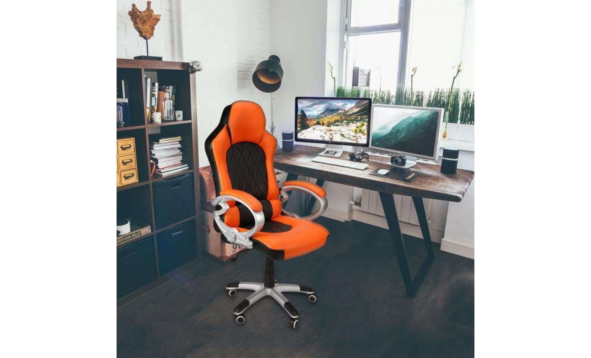 moderne fauteuil/chaise de bureau pivotant hauteur 120 130cm   orange&noir
