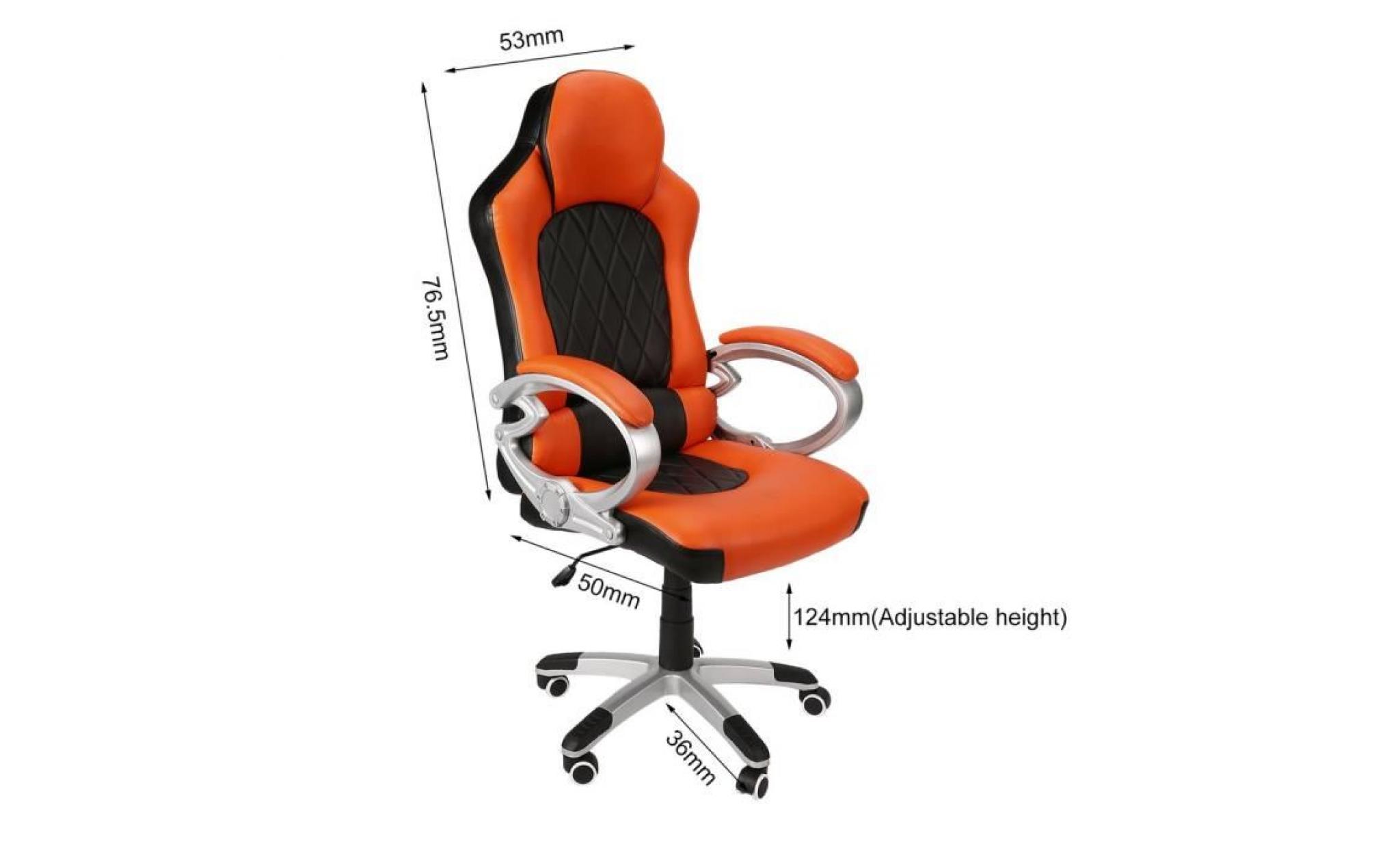 moderne fauteuil/chaise de bureau pivotant hauteur 120 130cm   orange&noir pas cher