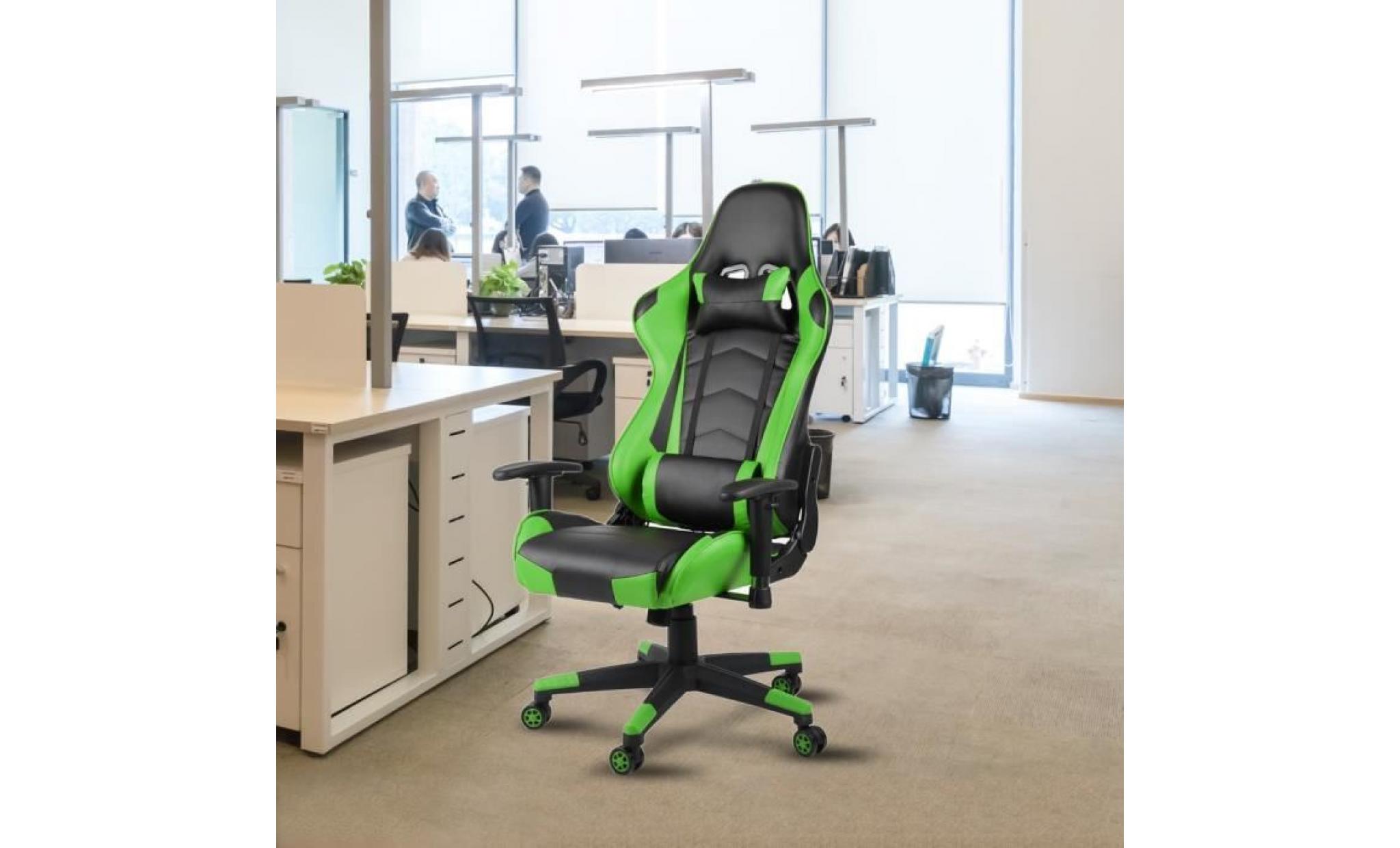 outad® chaise siège gaming fauteuil gamer, vert pas cher