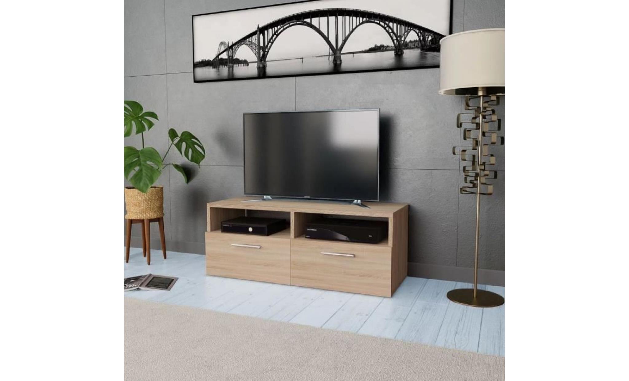 p150  meuble tv agglomere 95 x 35 x 36 cm chene