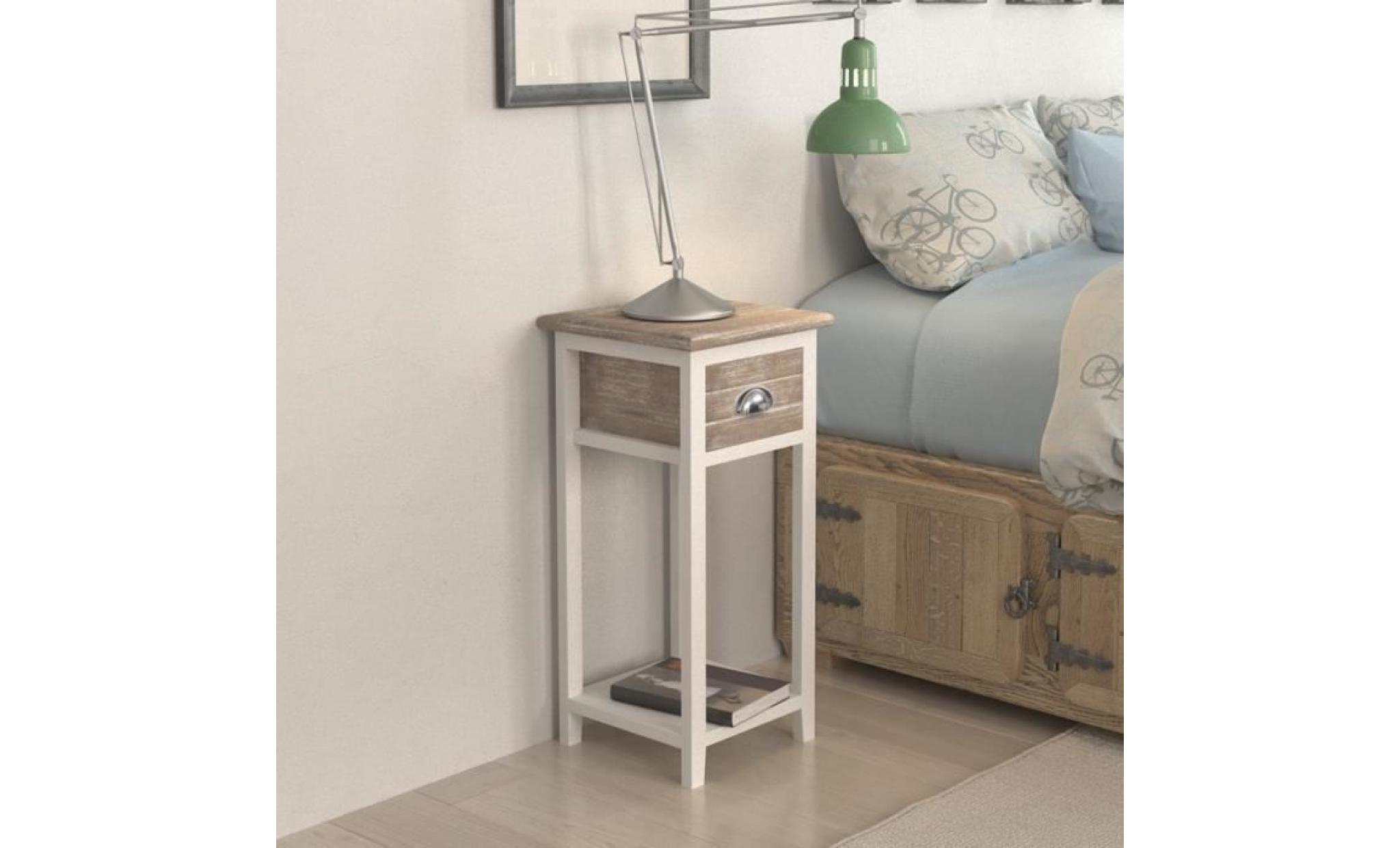 p178 table de chevet / meuble pour telephone avec 1 tiroir marron / blanc