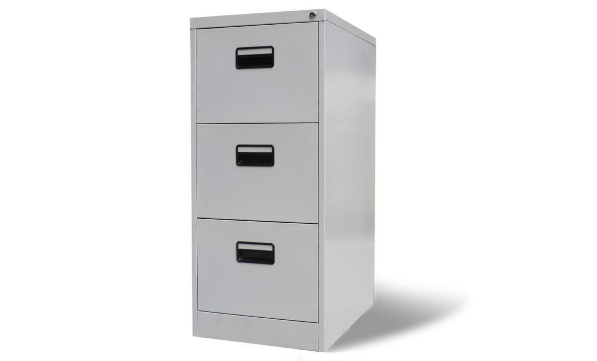 p186 armoire de bureau en metal a 3 tiroirs gris