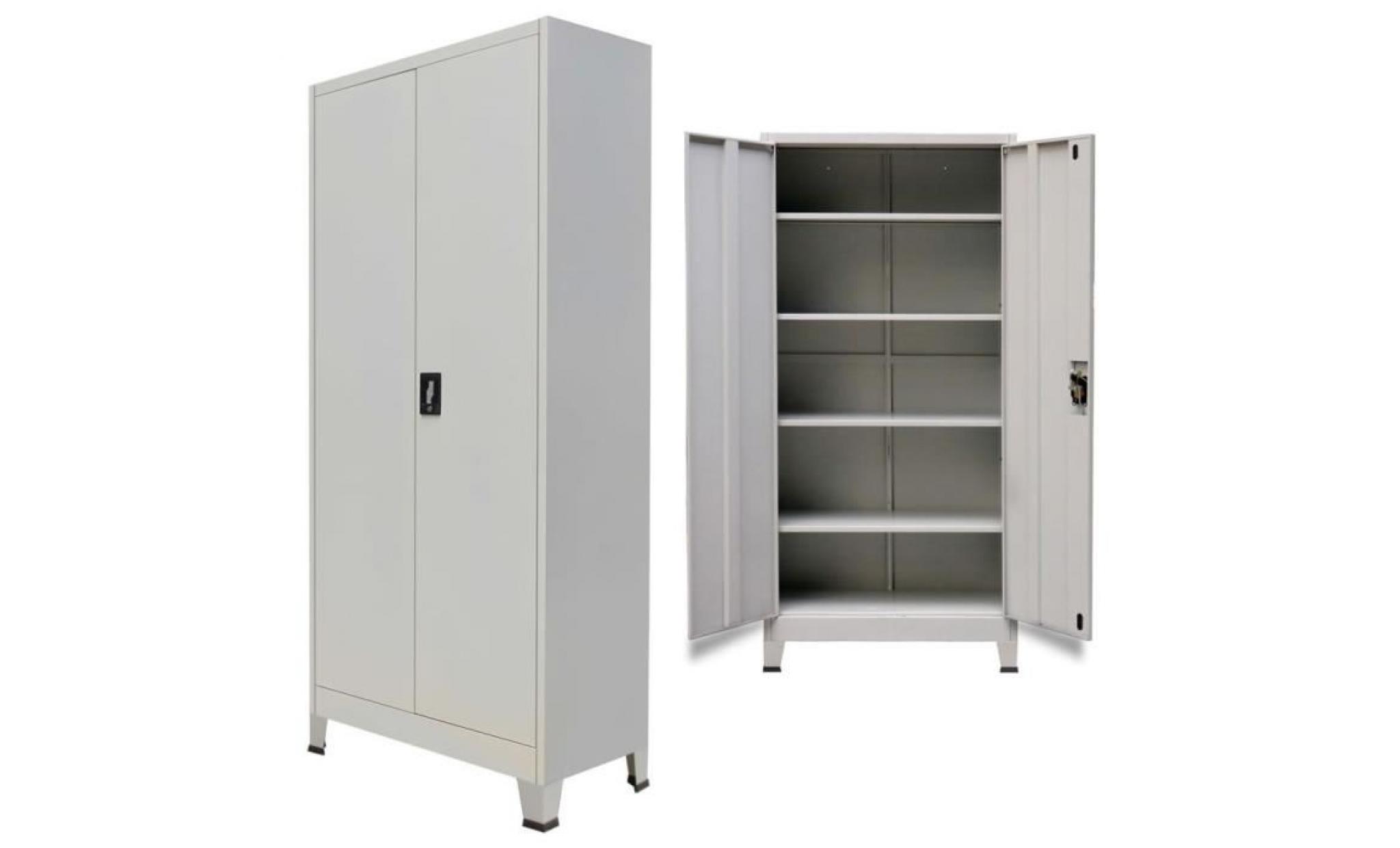 p192  armoire de bureau avec 2 portes acier 90 x 40 x 180 cm gris