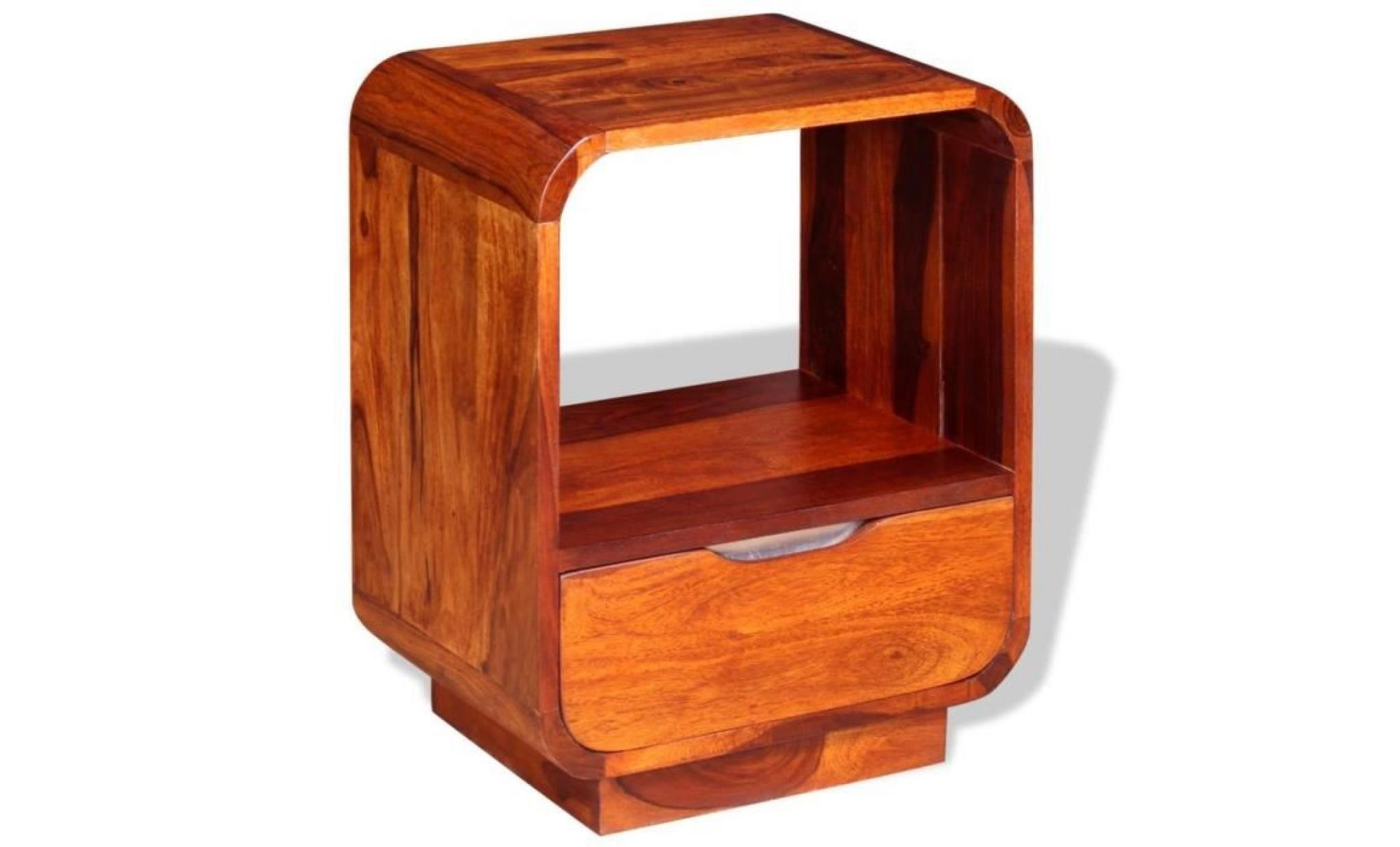p196  table de chevet avec tiroir bois de sheesham 40 x 30 x 50 cm