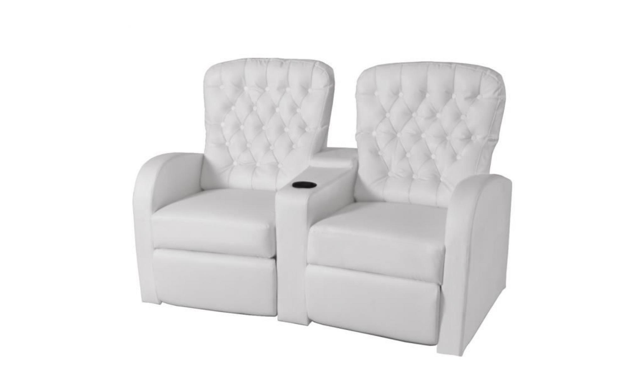 p44 vidaxl fauteuil inclinable a 2 places cuir artificiel blanc