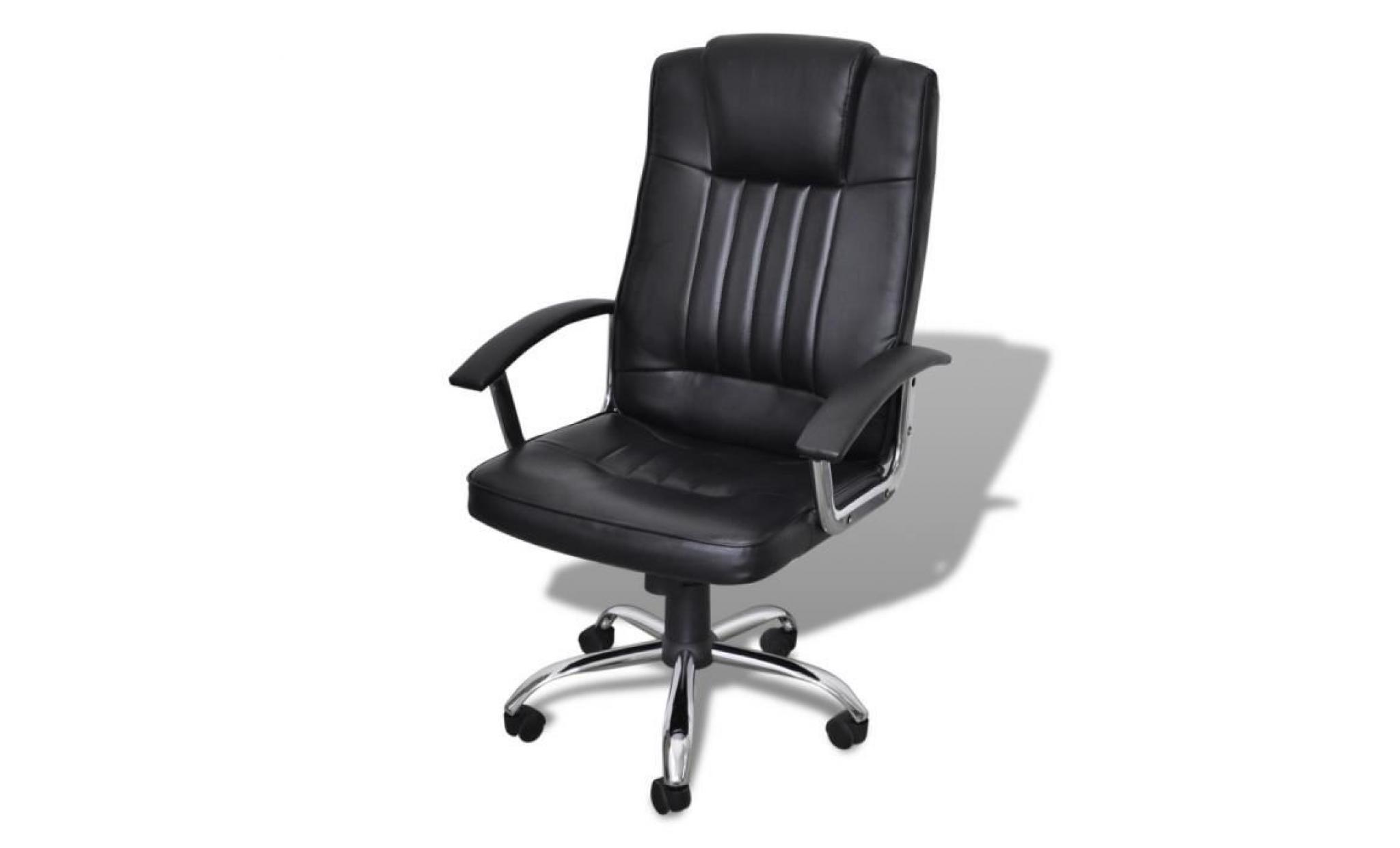 p54 fauteuil de bureau en cuir melange noir 65 x 66 x 107  117 cm