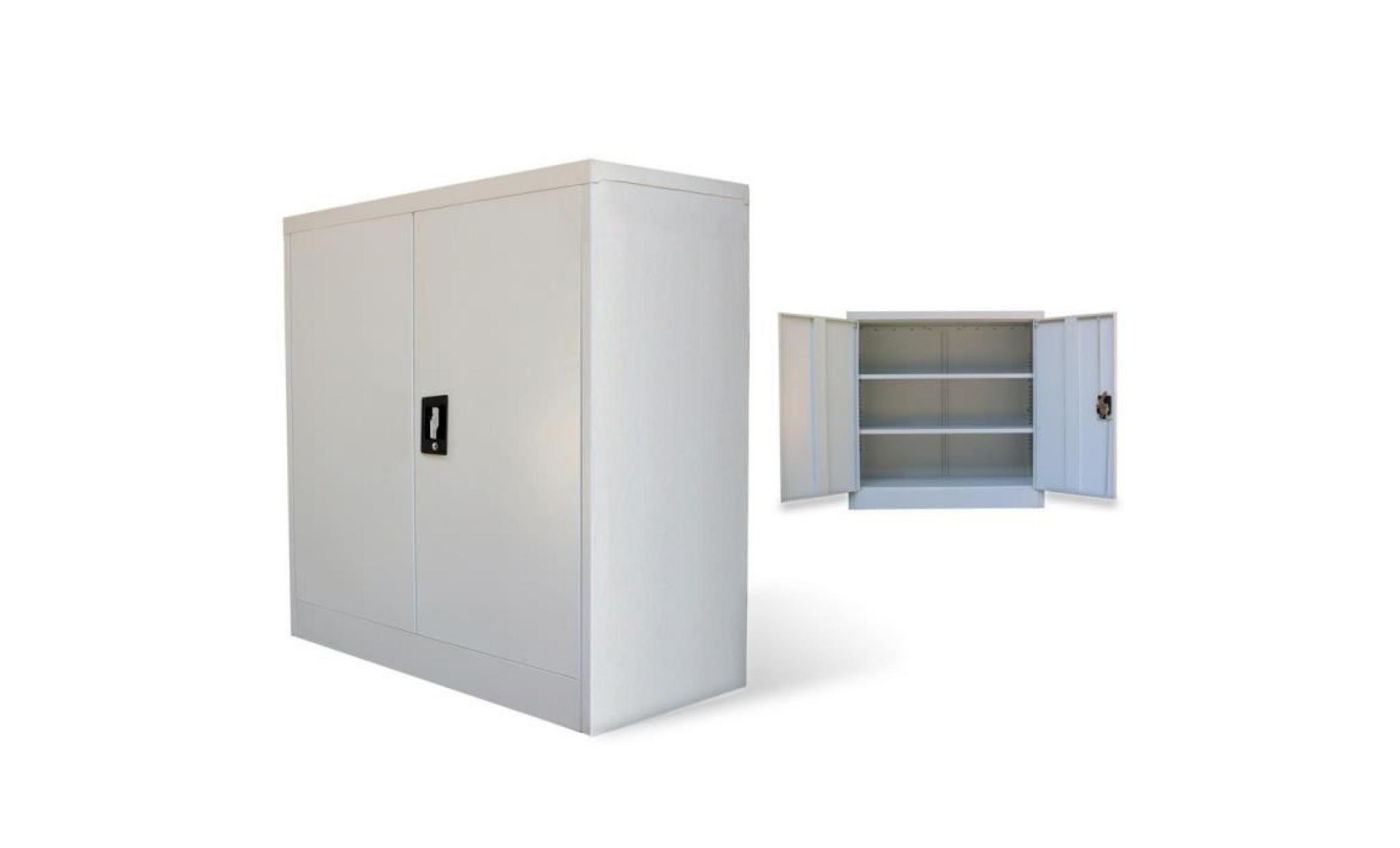 p62 armoire metallique de bureau avec 2 portes 90 cm gris
