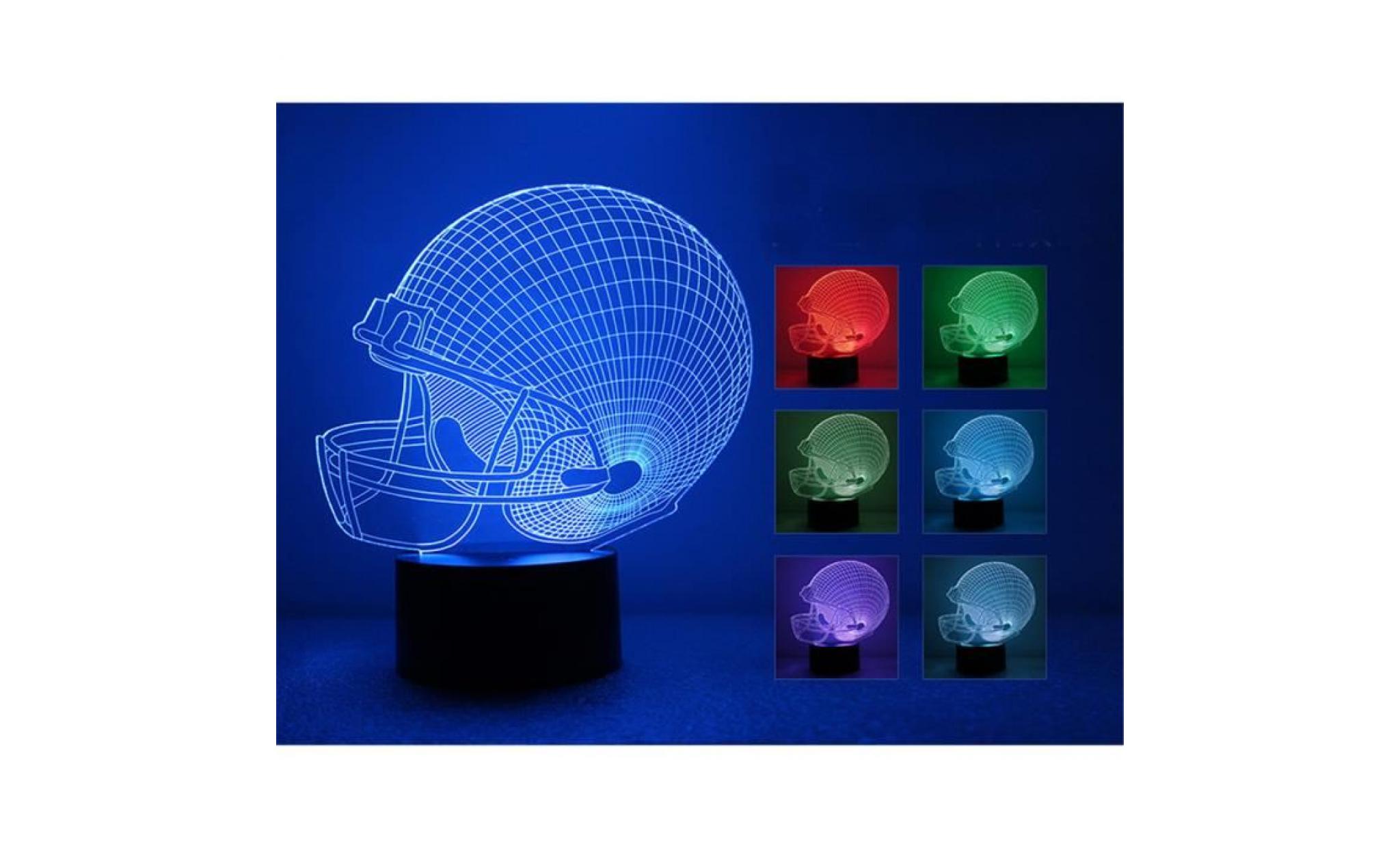 pachasky®le chapeau de football 3d led lampes de lumière de nuit illusion 3d optique 7 couleurs pour la maison@zf40