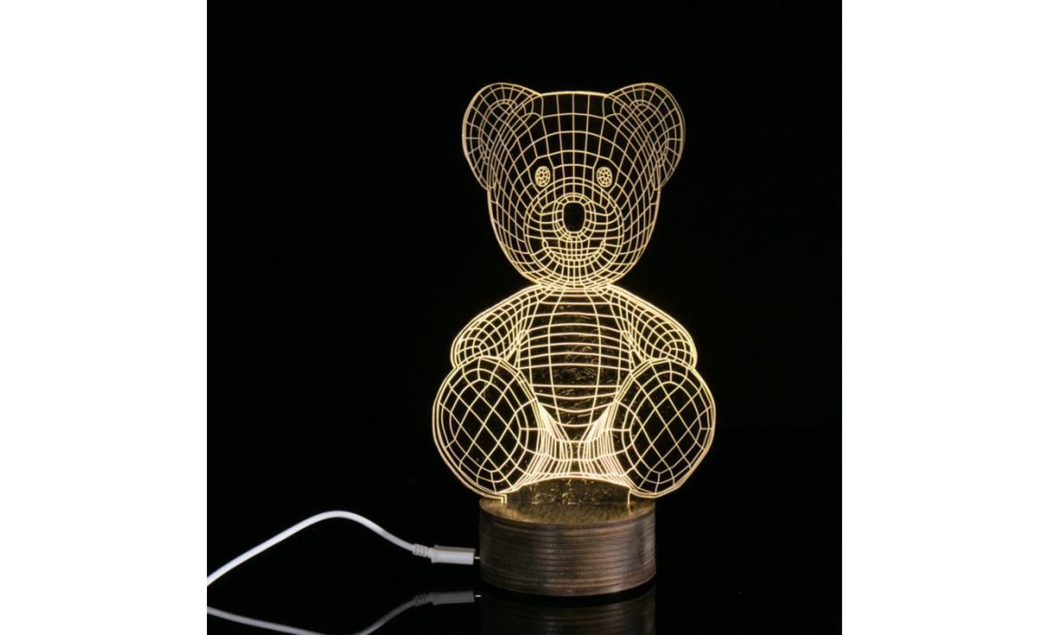panda 3d unique effets d'éclairage illusion optique maison decor led lampe de table pas cher
