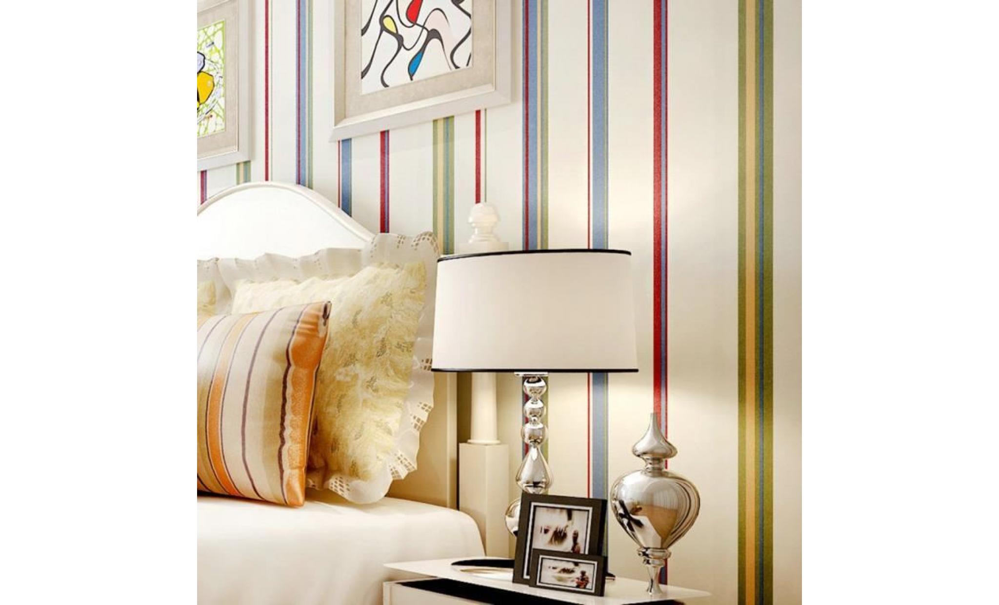 papier moderne de rouleau de mur de décor de maison de chambre à coucher de la rayure verticale verticale 3d non tissée pas cher
