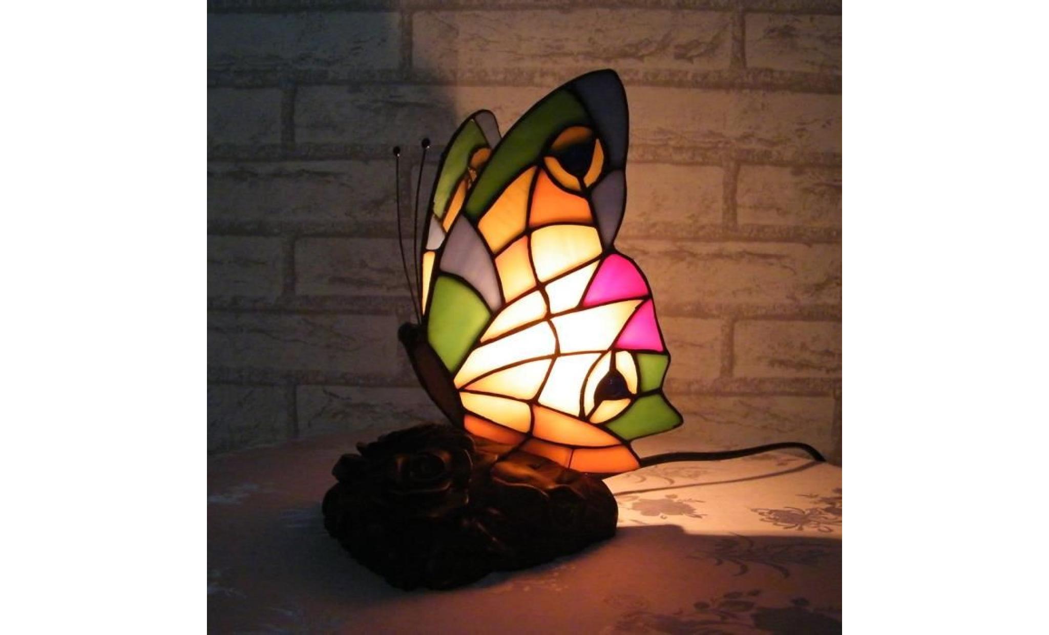 papillon de décoration de chambre base de résine de lampes de table de bureau verre multicolore fait main